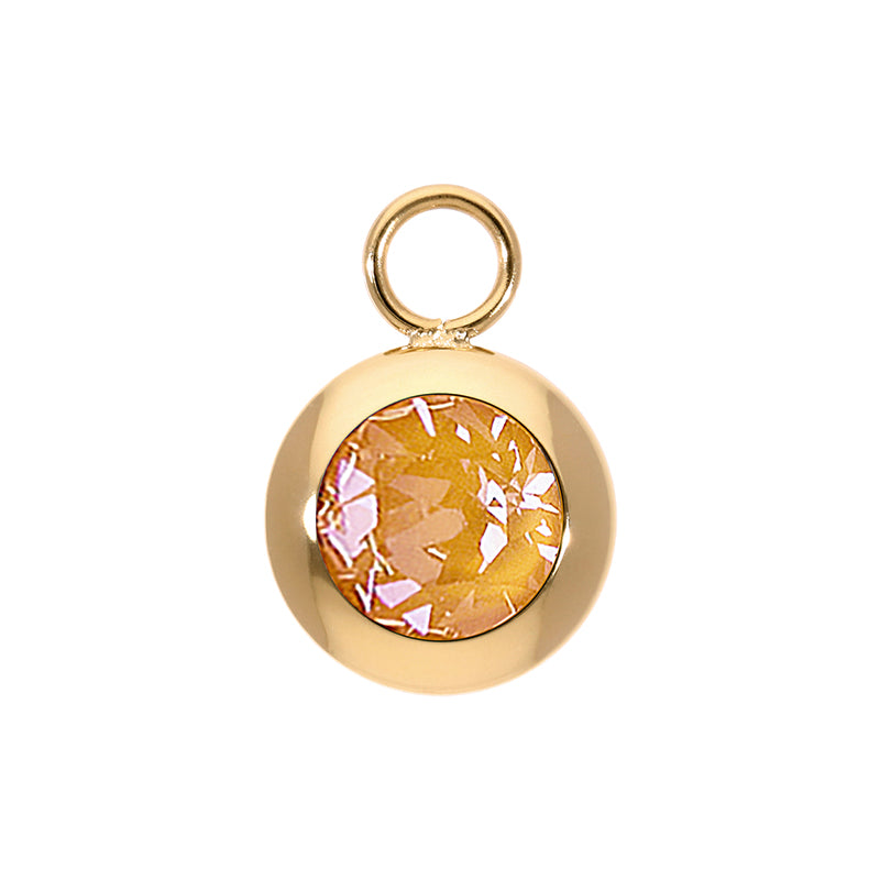 Tondo Charm 13 mm - Gold Crystal Mango Ignite