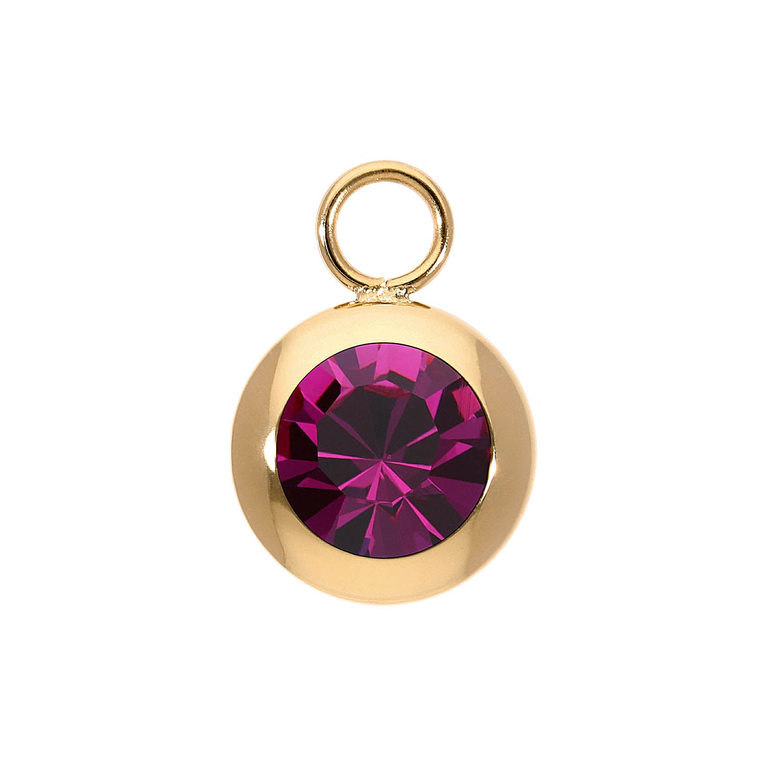 Tondo Charm 13 mm - Gold fuchsia