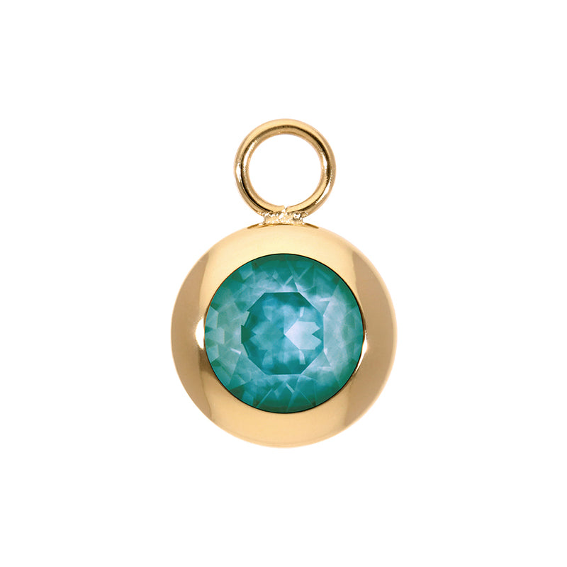 Tondo Charm 13 mm - Gold Crystal Pine Green Ignite