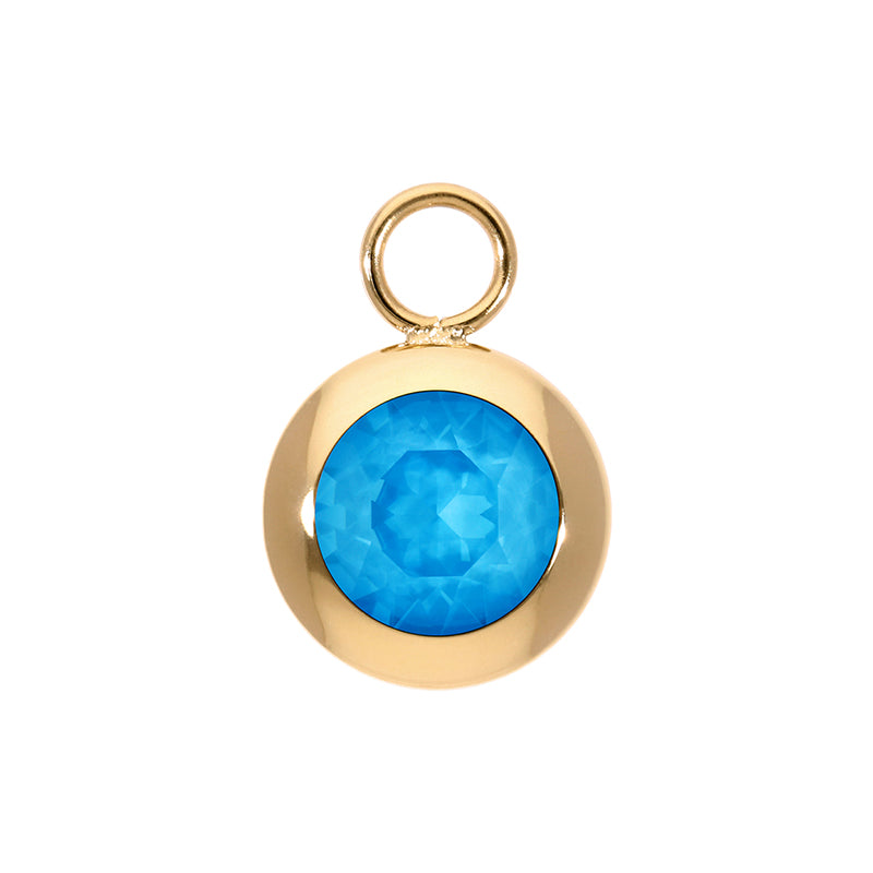 Tondo Charm 13 mm - Gold Crystal Electric Blue Ignite