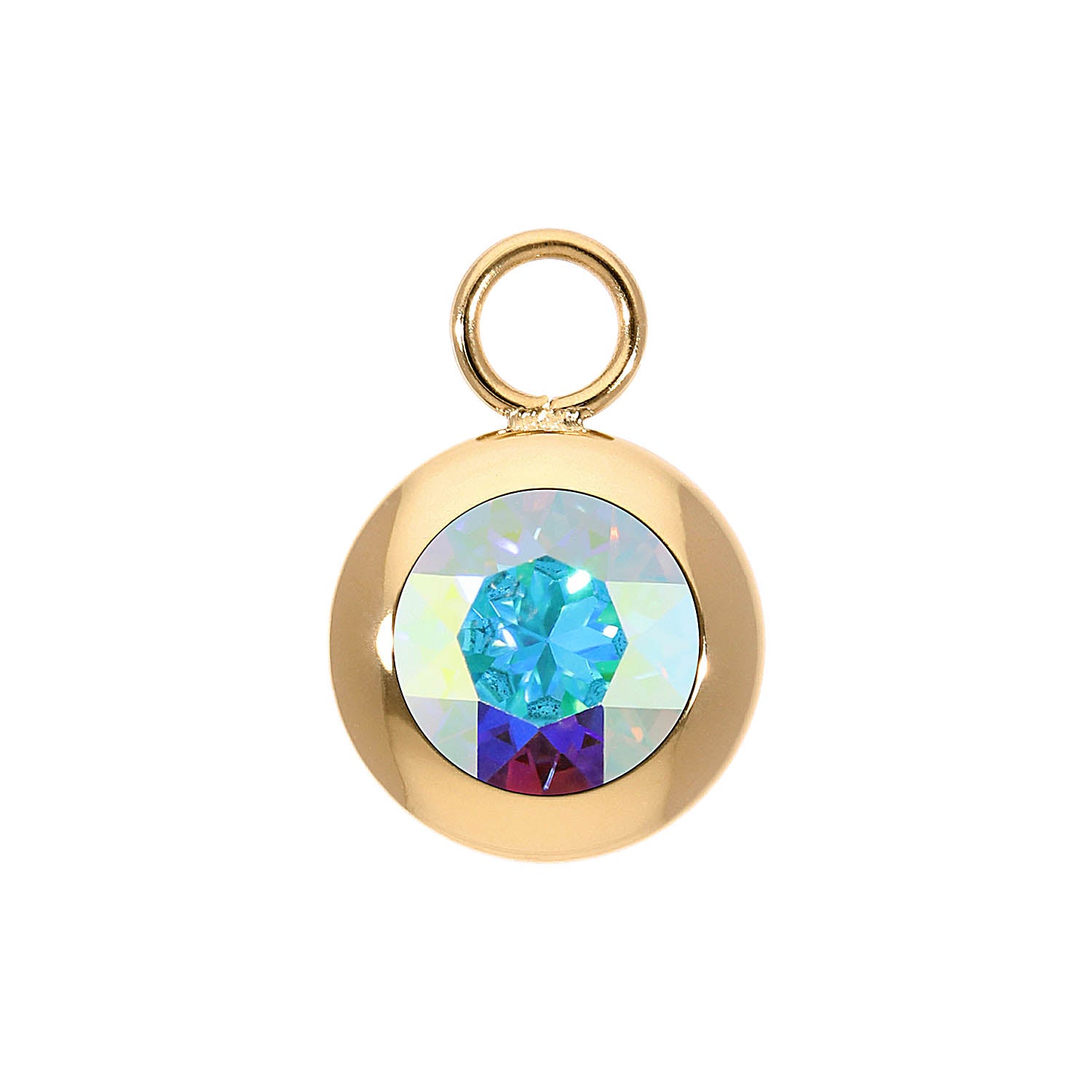 Tondo Charm 13 mm - Gold crystal aurora boreale