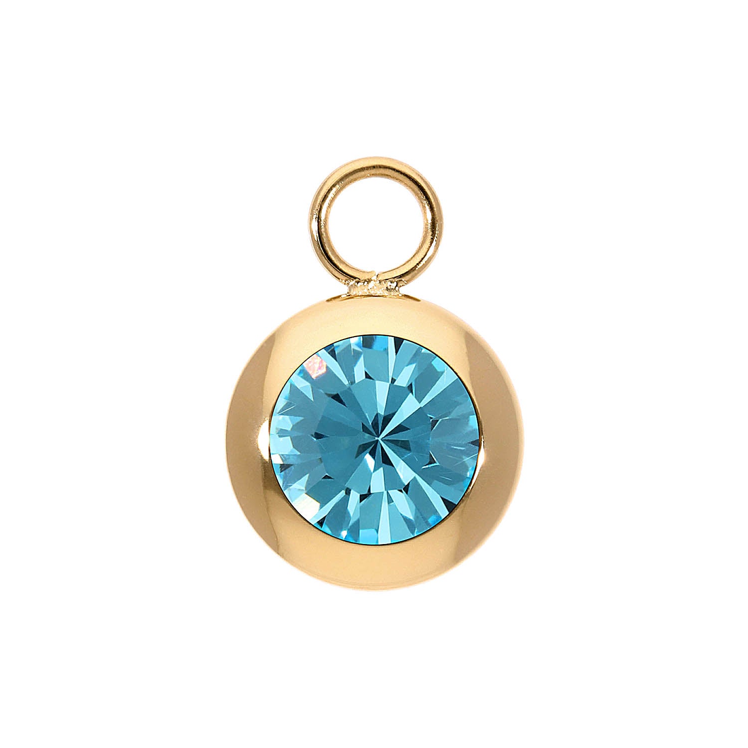 Tondo Charm 13 mm - Gold aquamarine