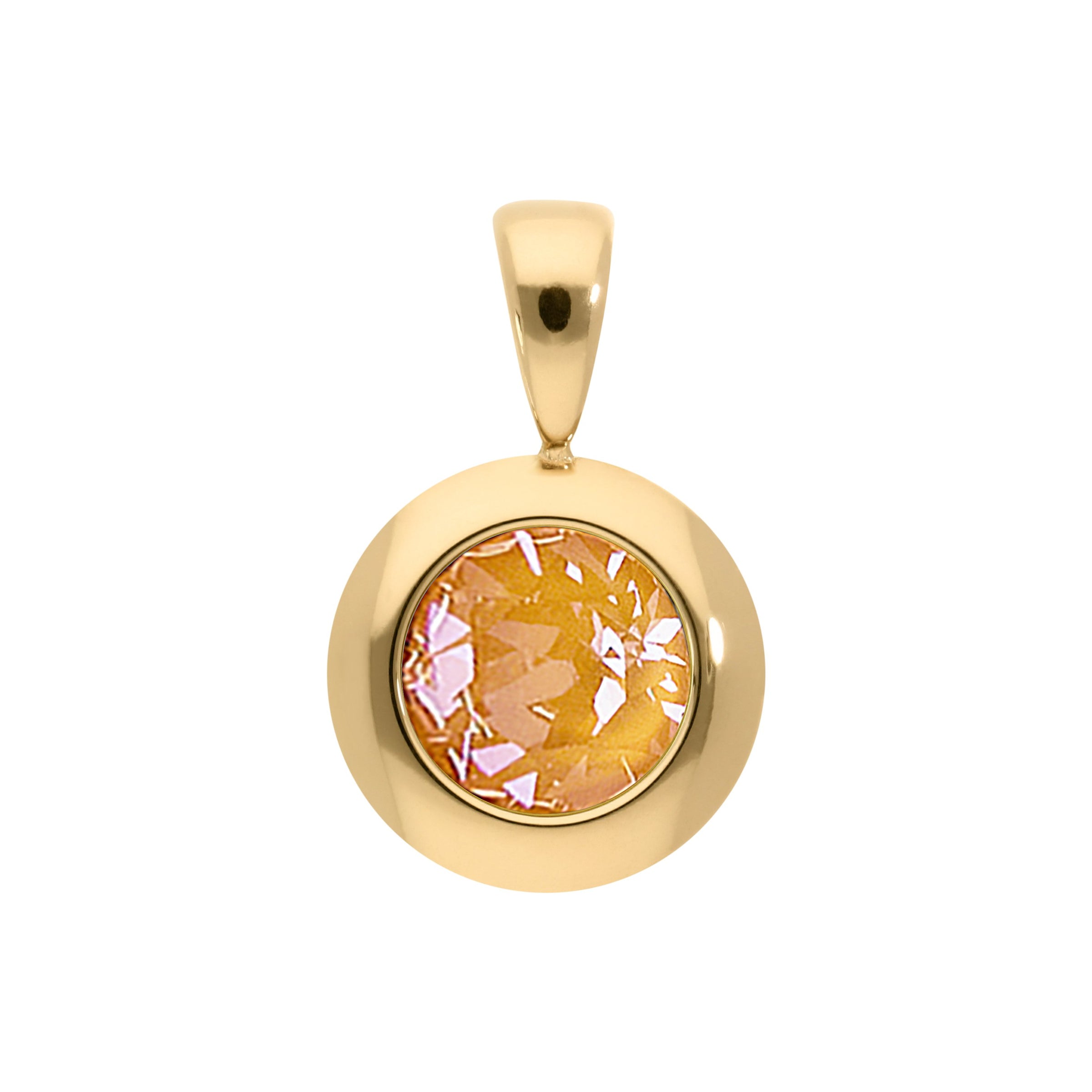 Tondo Anhänger 13 mm - Gold Crystal Mango Ignite