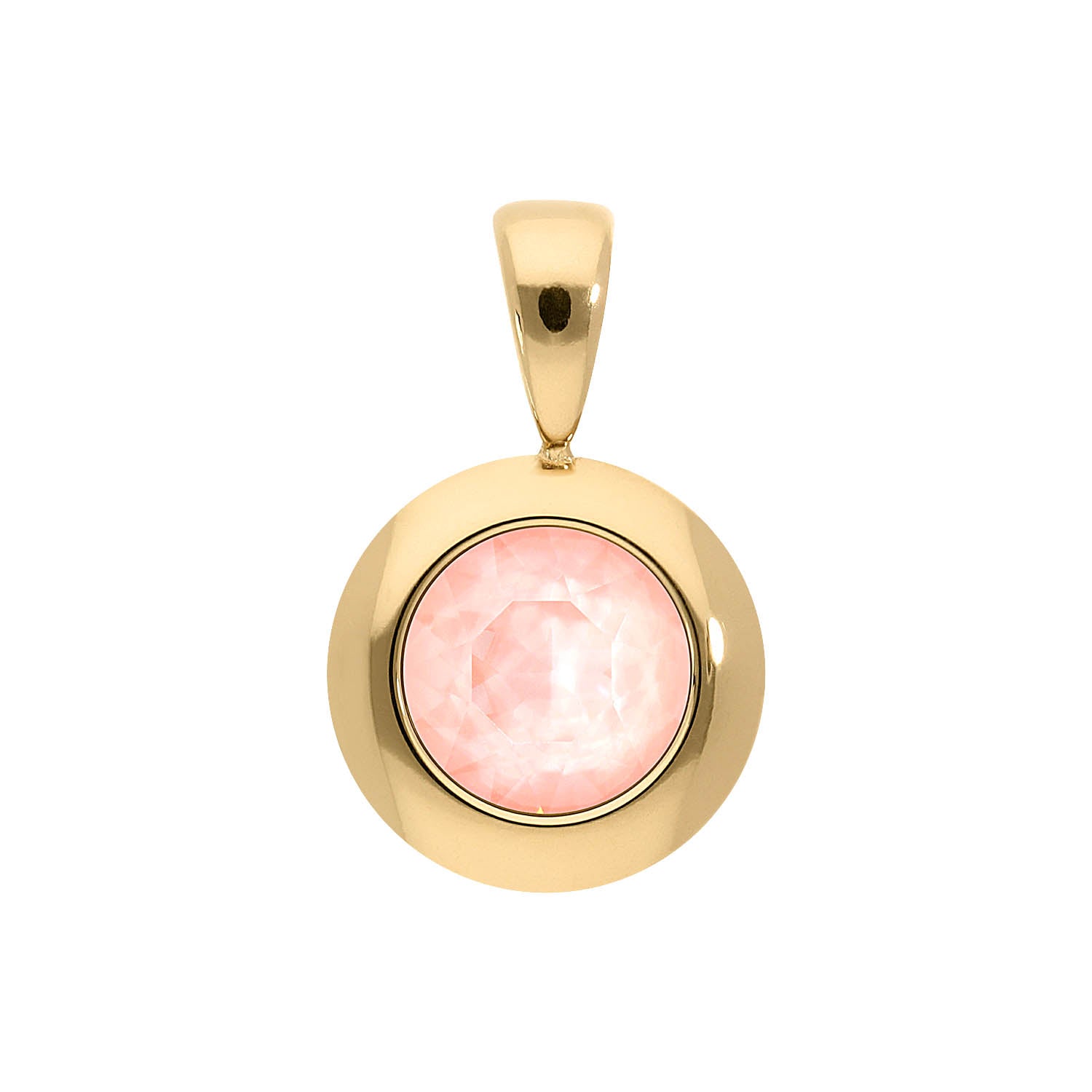 Tondo Anhänger 13 mm - Gold Crystal Flamingo Ignite