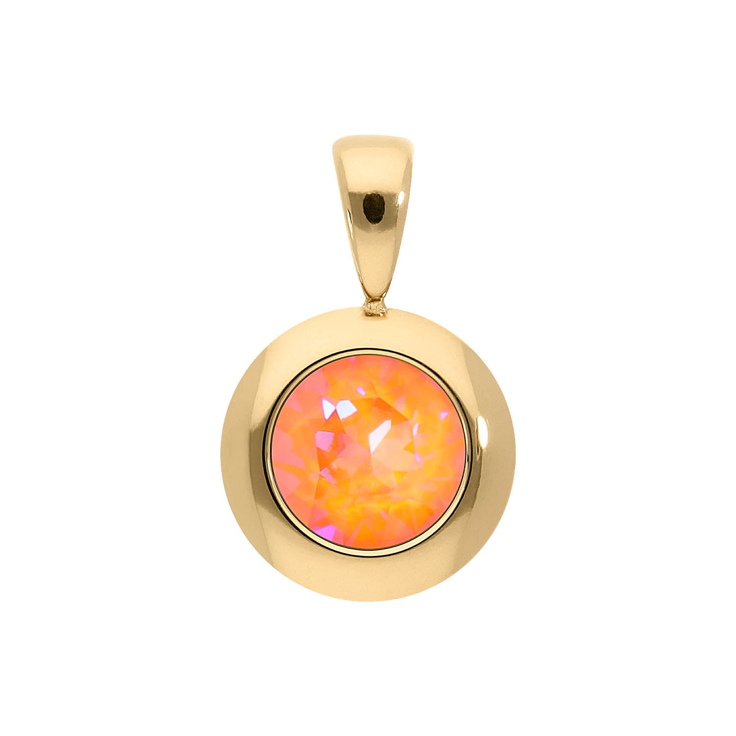 Tondo Anhänger 13 mm - Gold crystal orange glow delite