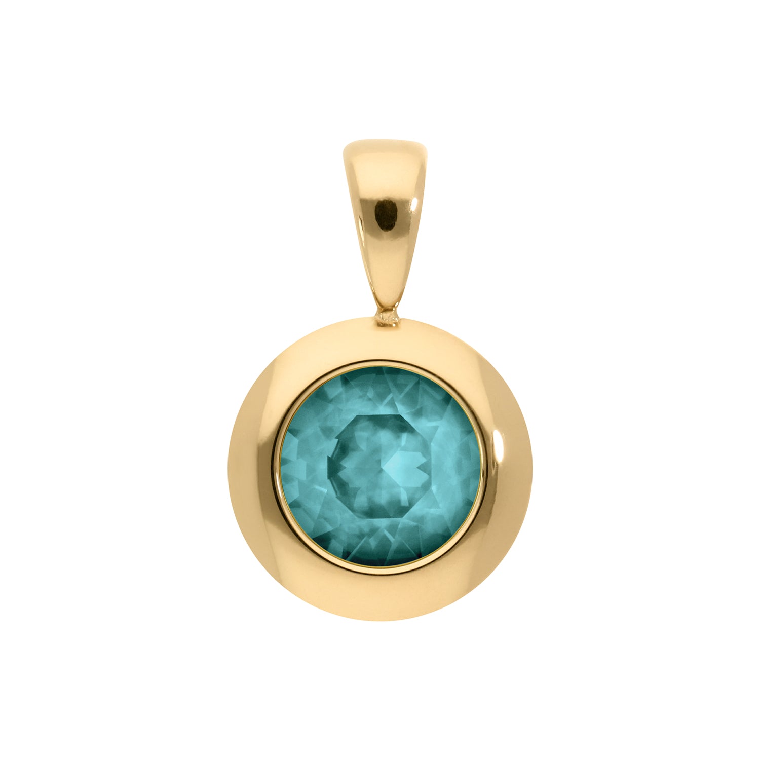 Tondo Anhänger 13 mm - Gold Crystal Pine Green Ignite