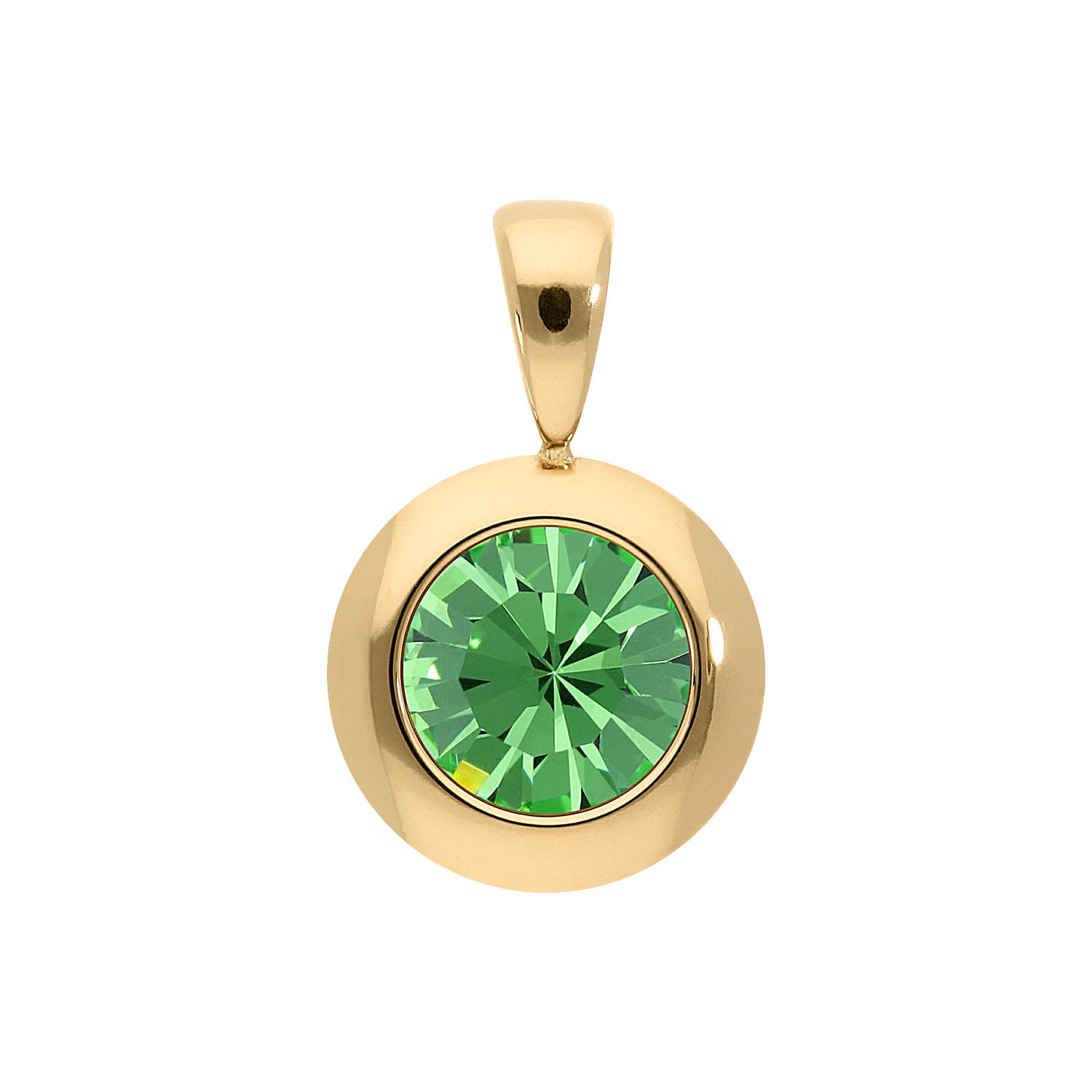 Tondo Anhänger 13 mm - Gold peridot