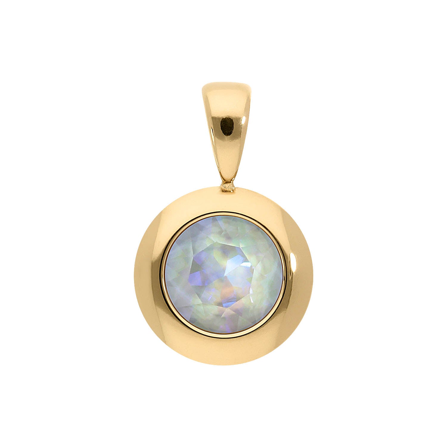 Tondo Anhänger 13 mm - Gold Crystal Serene Gray Delite