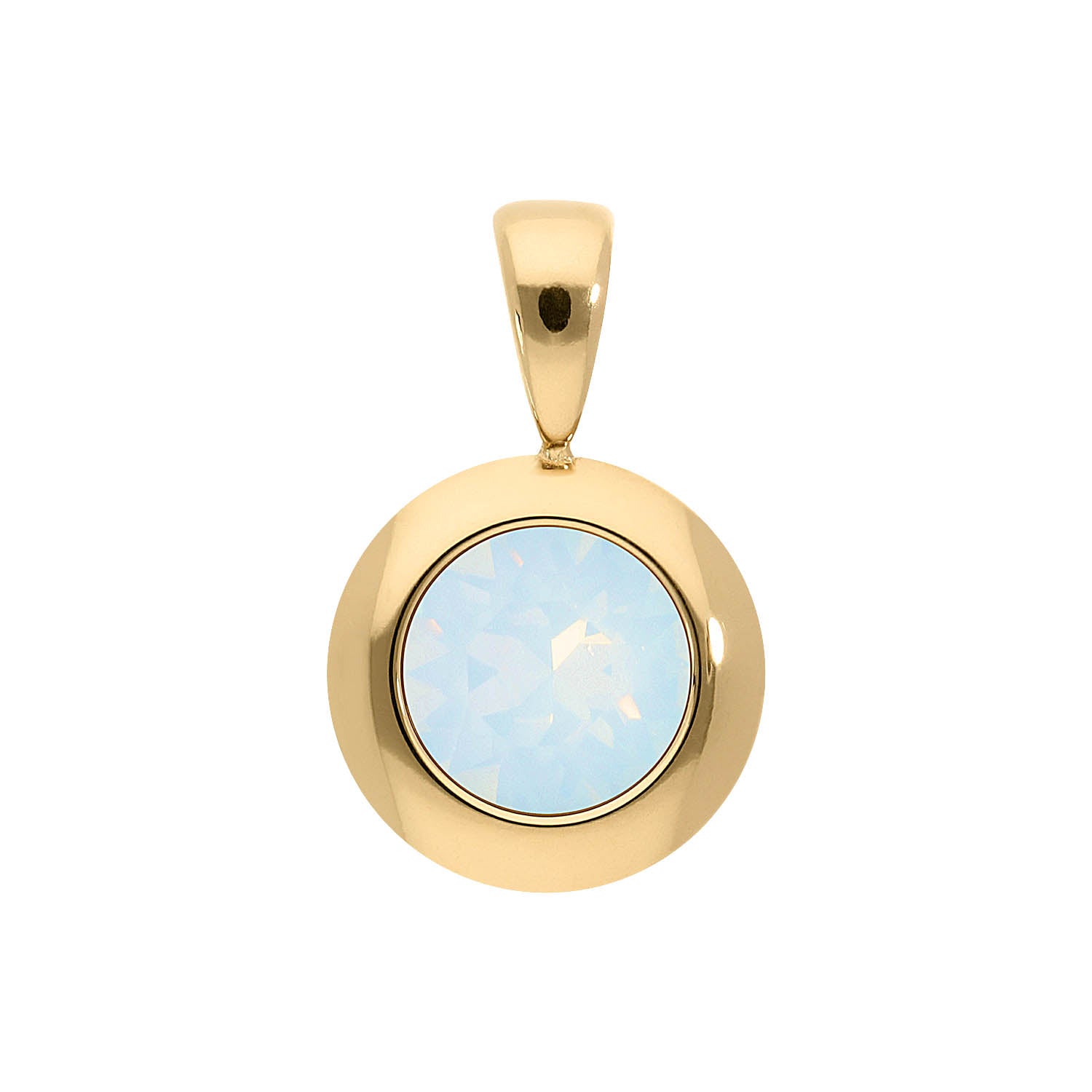 Tondo Anhänger 13 mm - Gold white opal