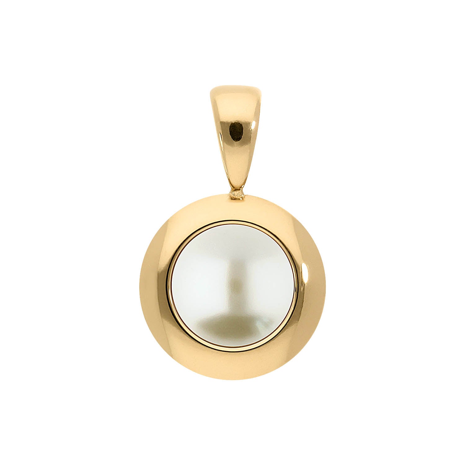 Tondo Anhänger 13 mm - Gold cream pearl