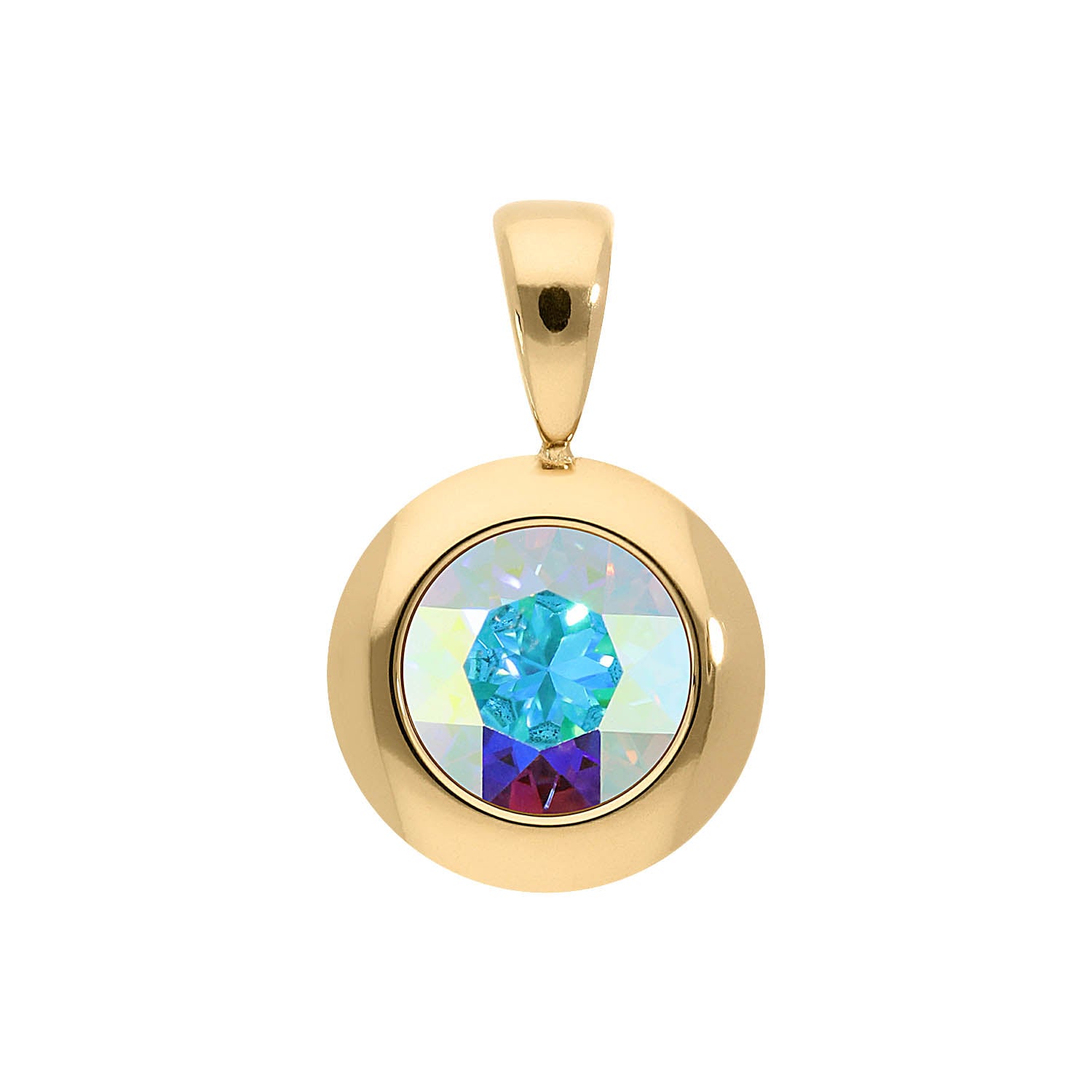 Tondo Anhänger 13 mm - Gold crystal aurora boreale