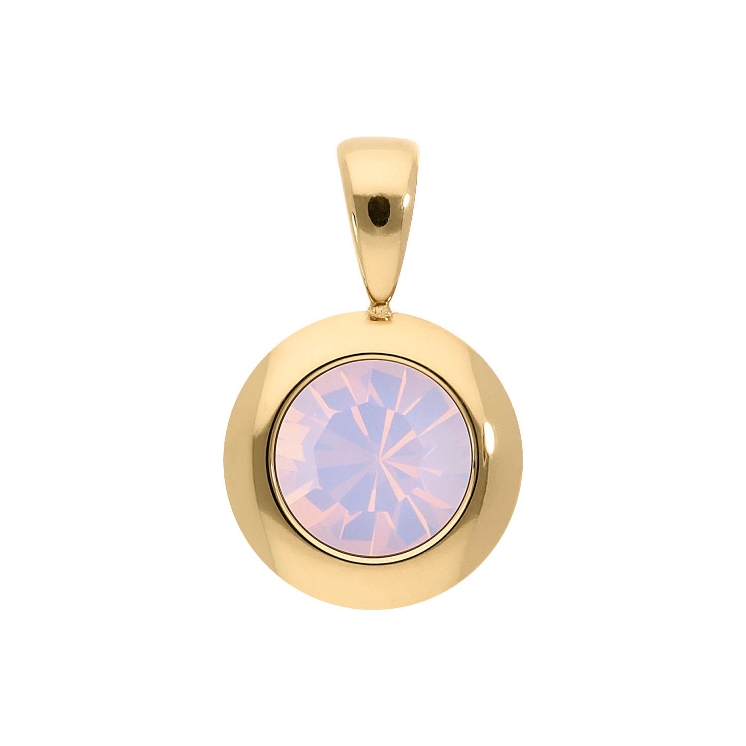 Tondo Anhänger 13 mm - Gold rose opal