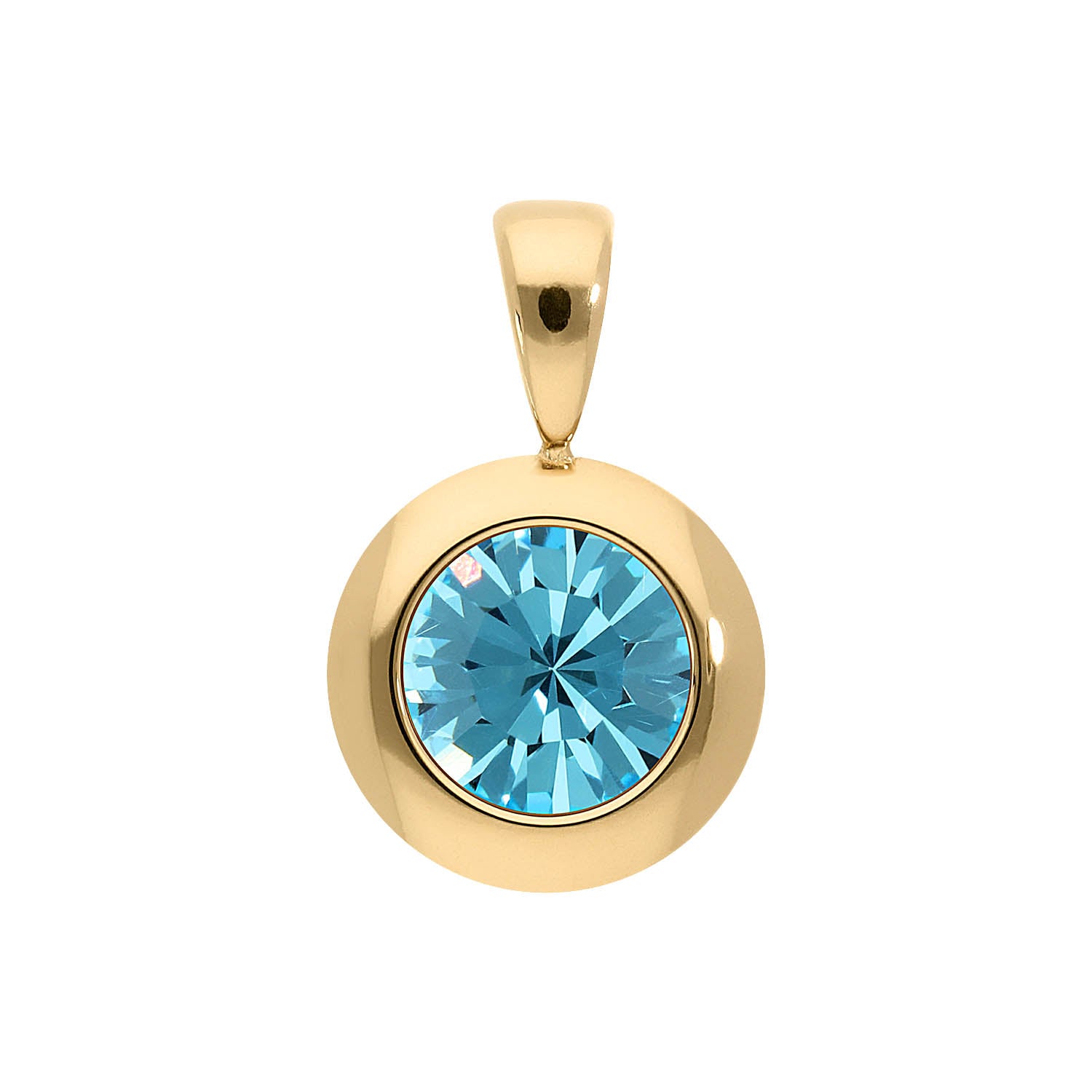 Tondo Anhänger 13 mm - Gold aquamarine