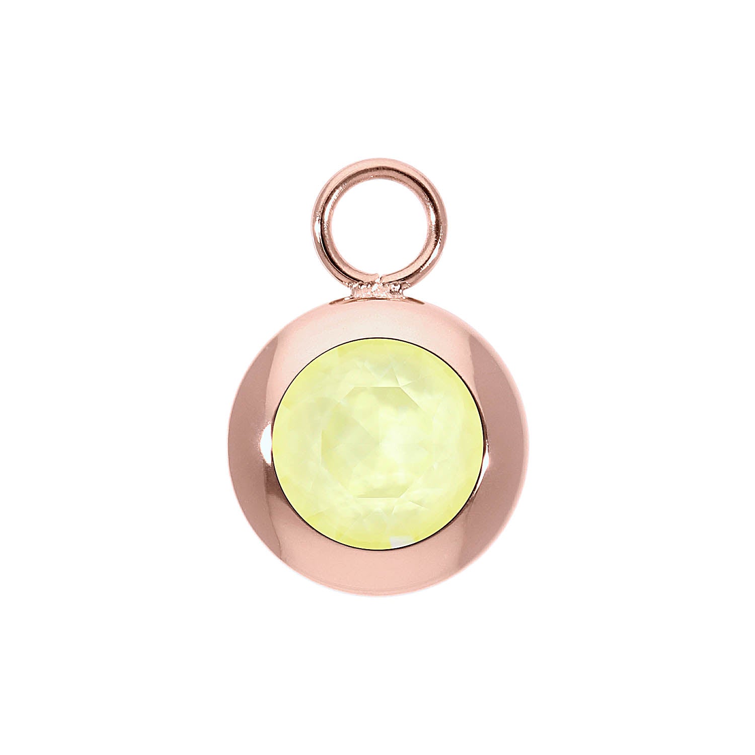 Tondo Charm 13 mm - Roségold crystal soft yellow ignite