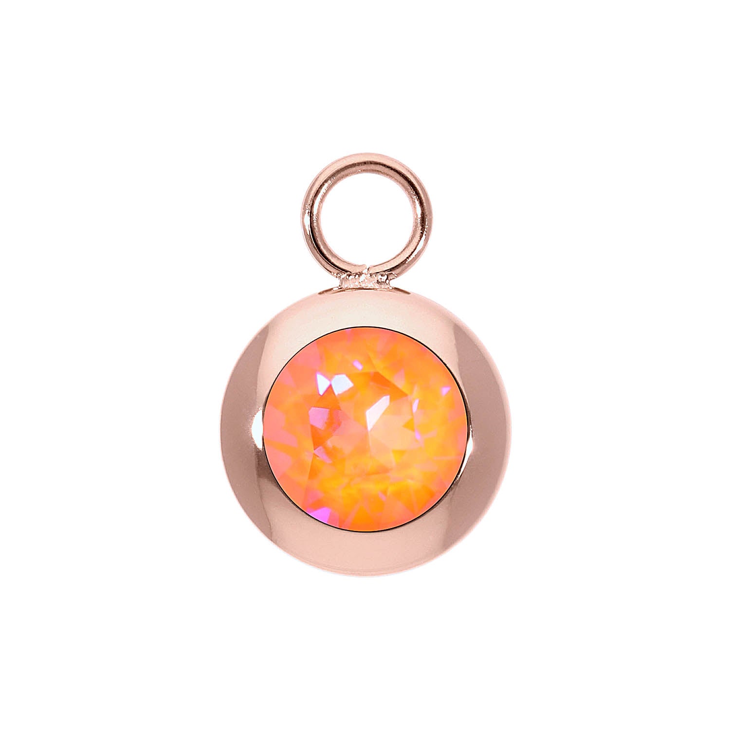 Tondo Charm 13 mm - Roségold crystal orange glow delite