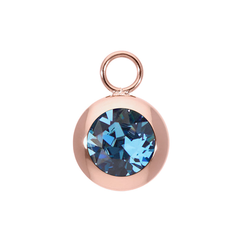 Tondo Charm 13 mm - Roségold Denim Blue