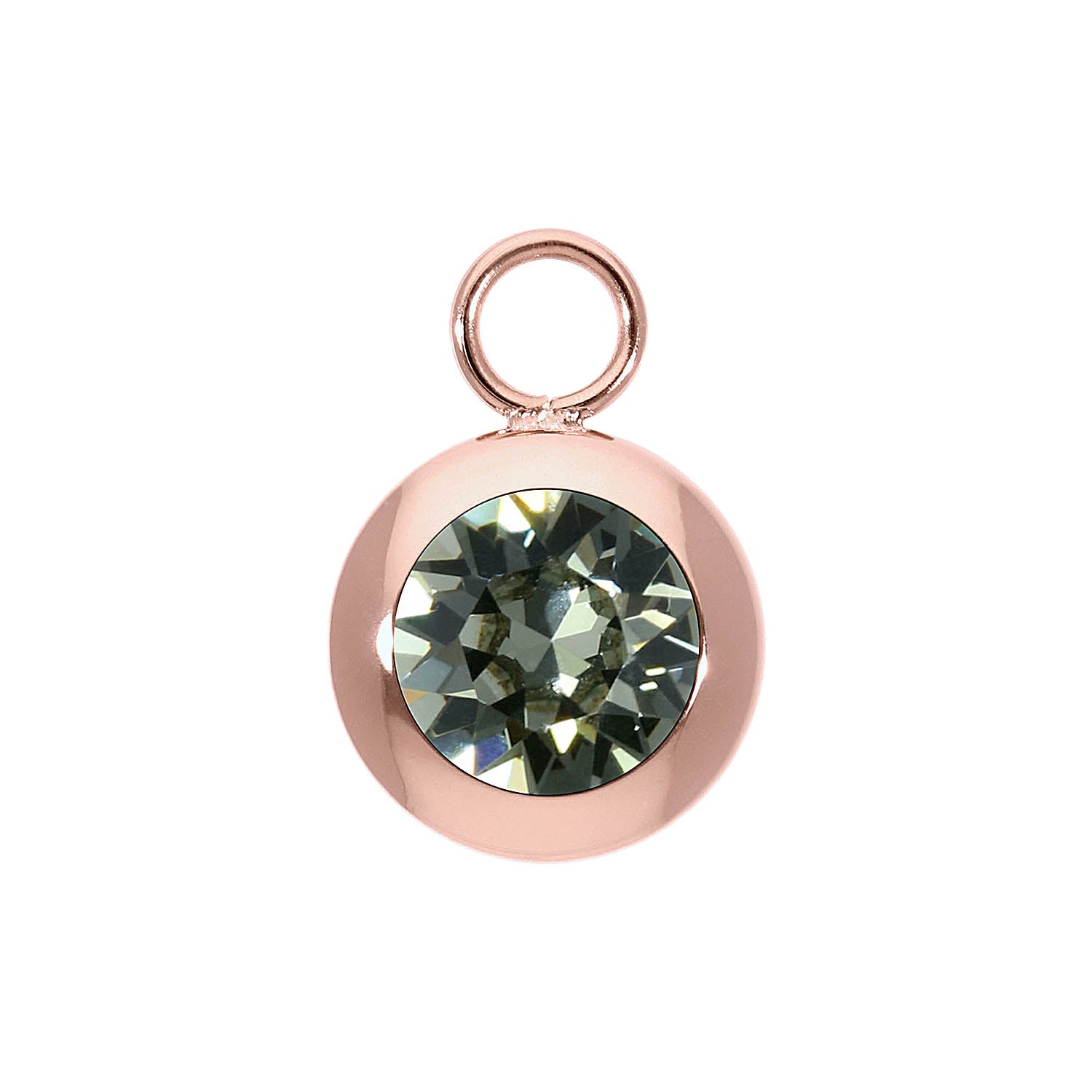 Tondo Charm 13 mm - Roségold black diamond