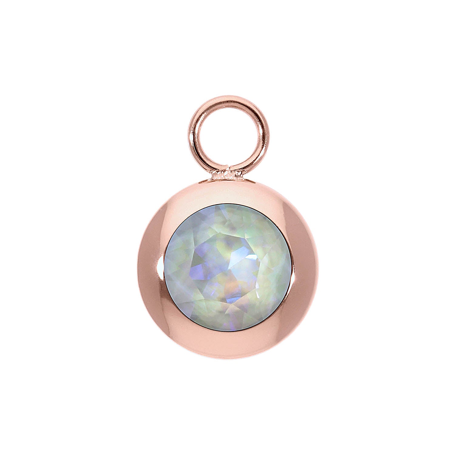 Tondo Charm 13 mm - Roségold Crystal Serene Gray Delite