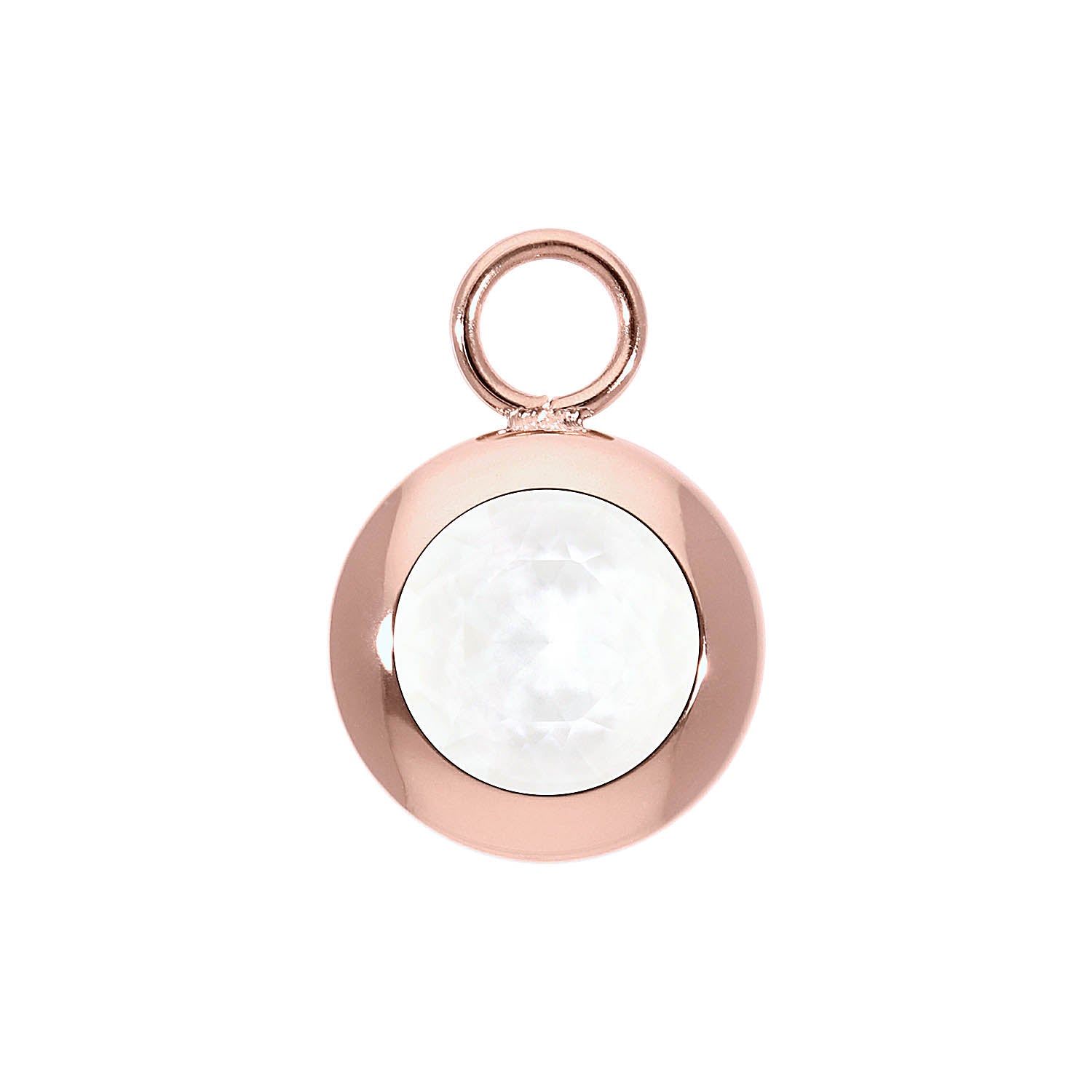 Tondo Charm 13 mm - Roségold crystal electric white ignite