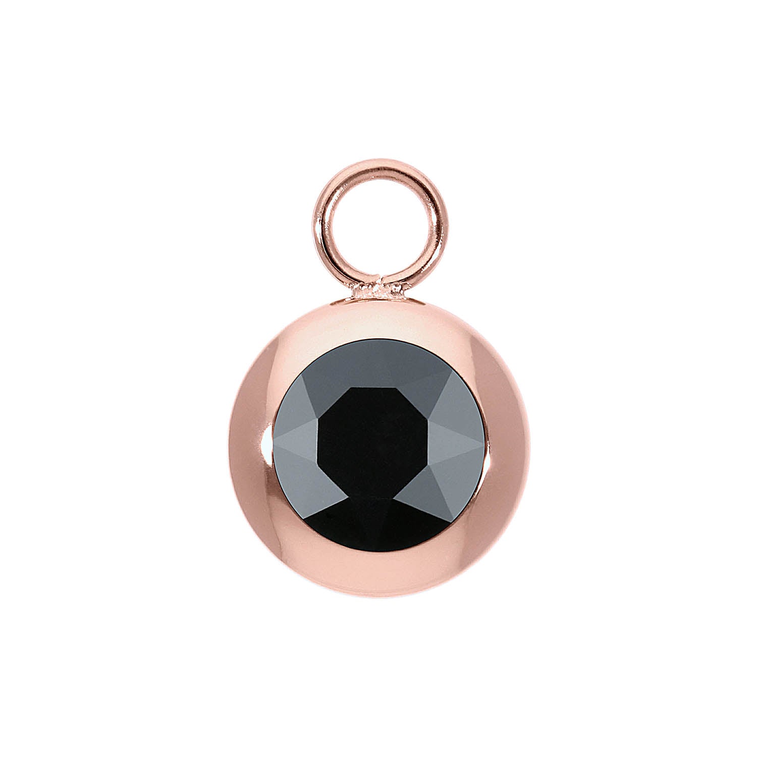 Tondo Charm 13 mm - Roségold jet hematite