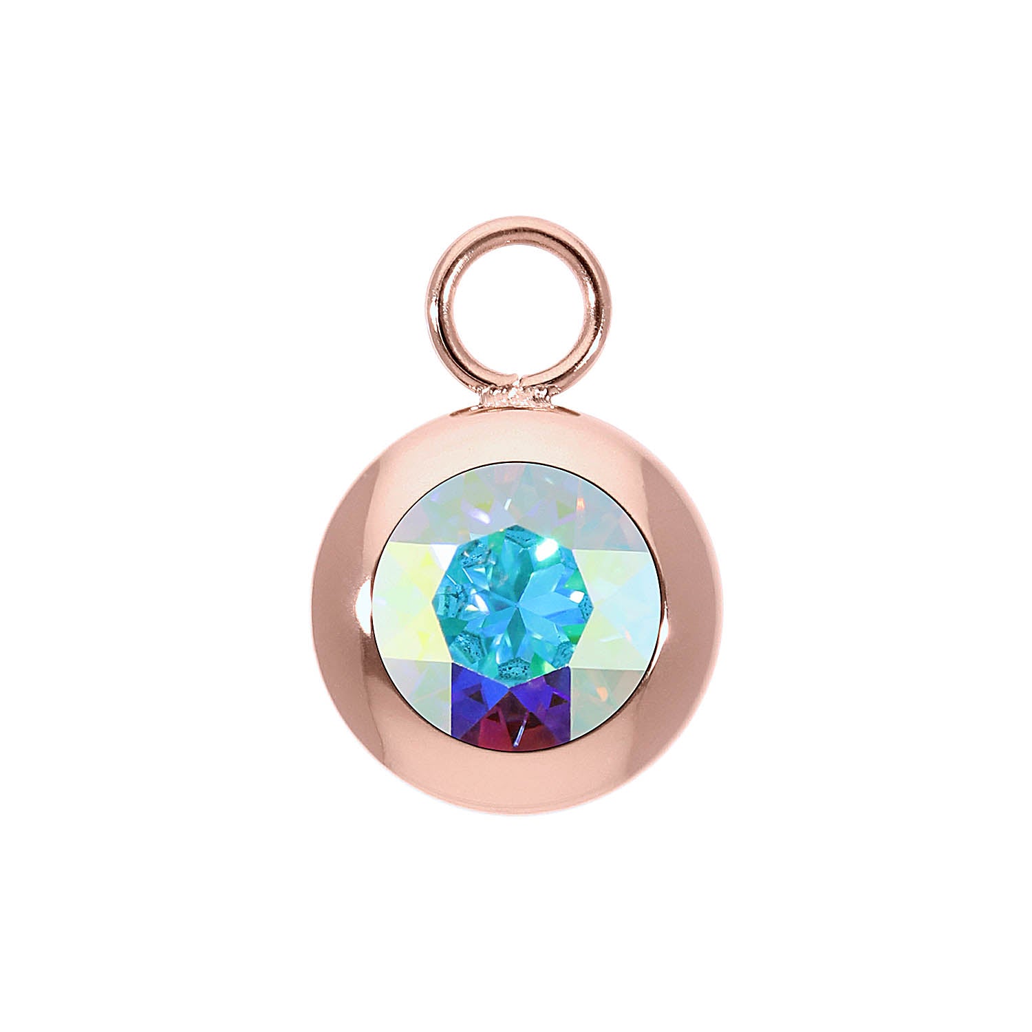 Tondo Charm 13 mm - Roségold crystal aurora boreale