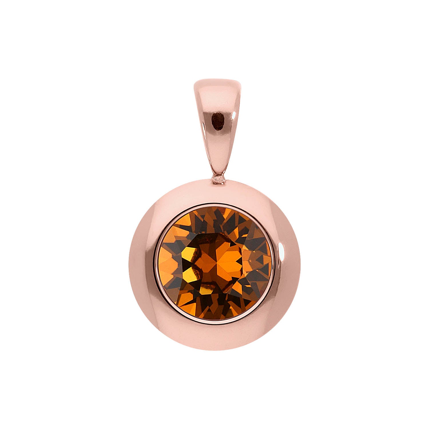 Tondo Anhänger 13 mm - Roségold light amber