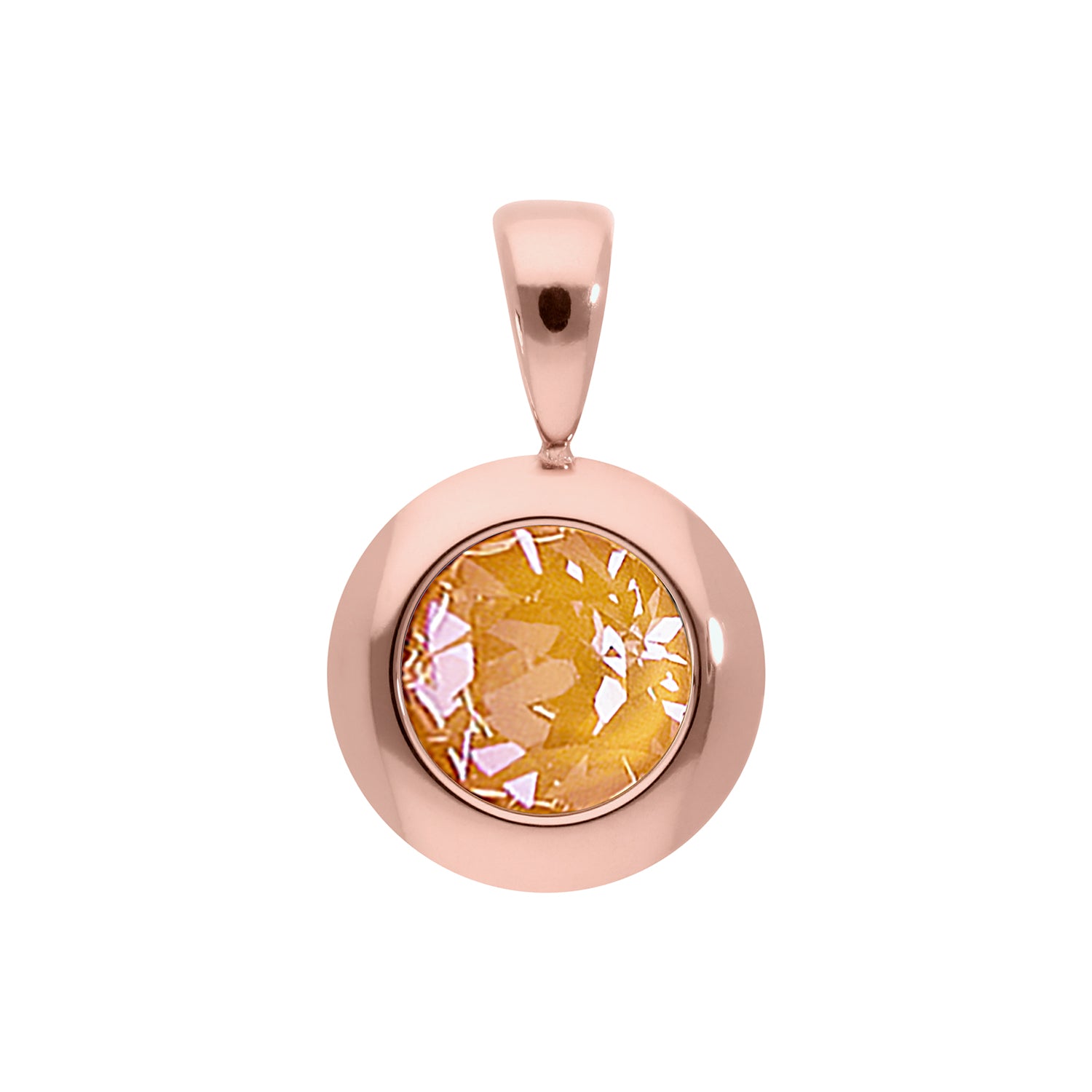 Tondo Anhänger 13 mm - Roségold Crystal Mango Ignite
