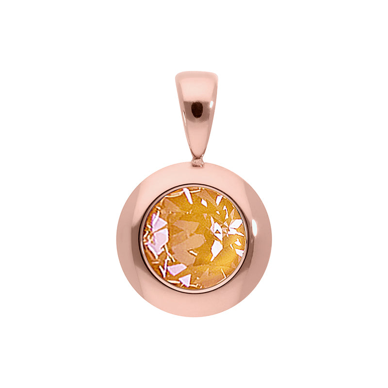 Tondo Anhänger 13 mm - Roségold Crystal Mango Ignite