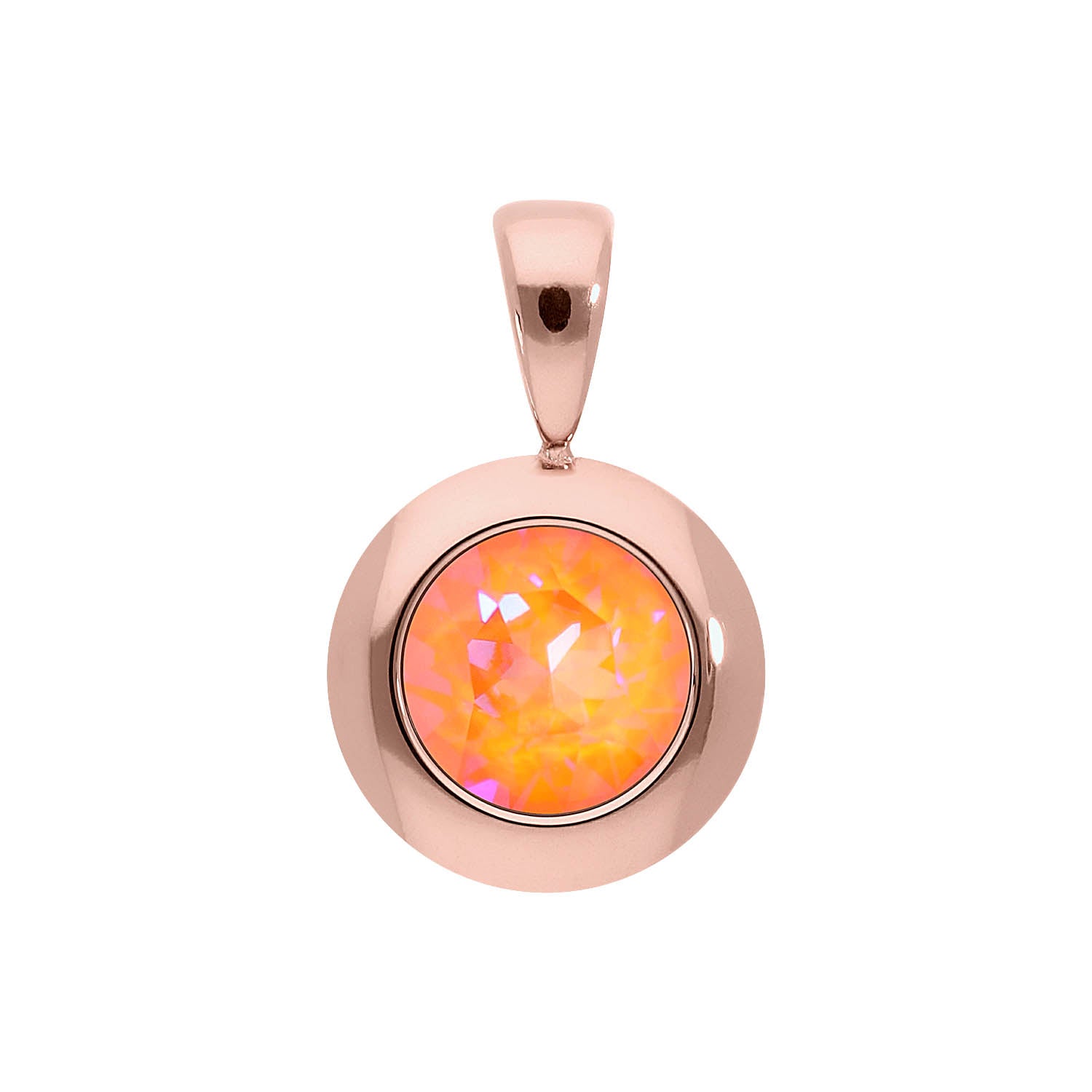 Tondo Anhänger 13 mm - Roségold crystal orange glow delite