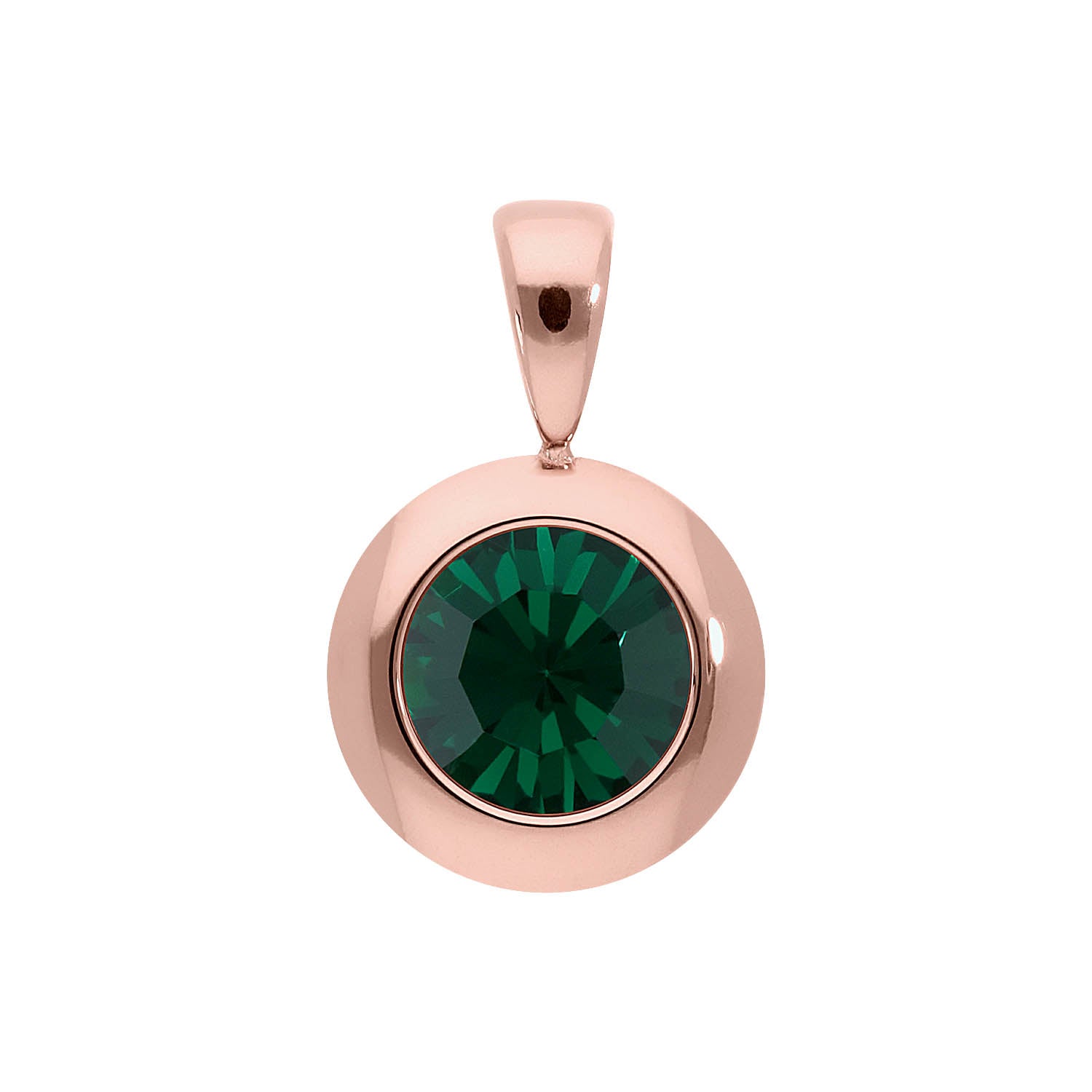Tondo Anhänger 13 mm - Roségold emerald