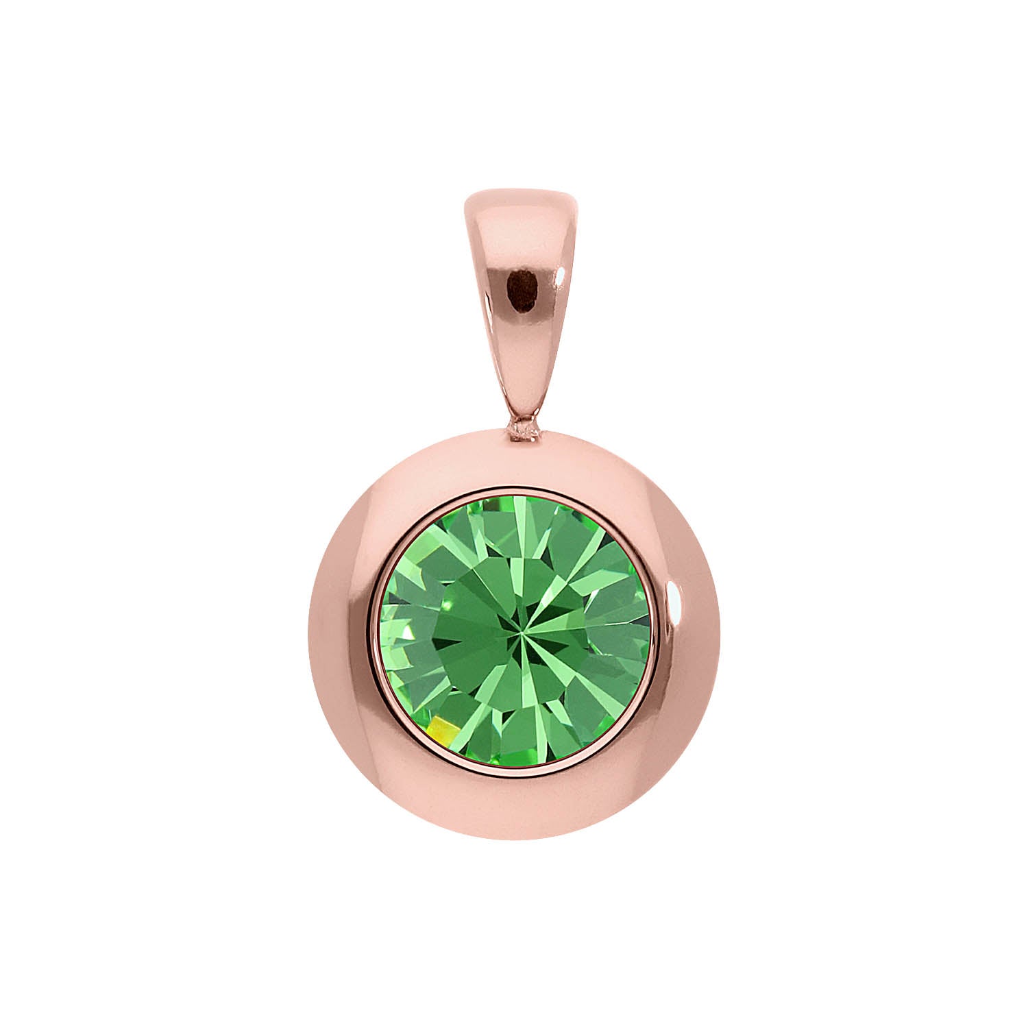 Tondo Anhänger 13 mm - Roségold peridot