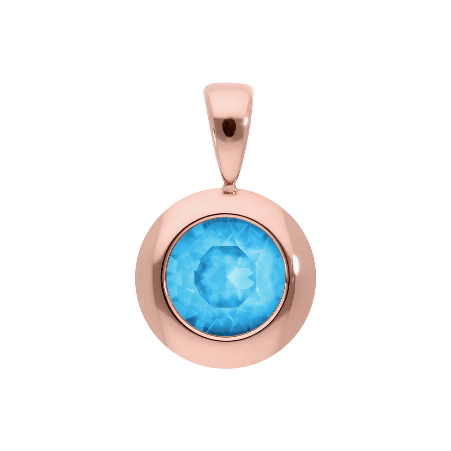 Tondo Anhänger 13 mm - Roségold Crystal Electric Blue Ignite