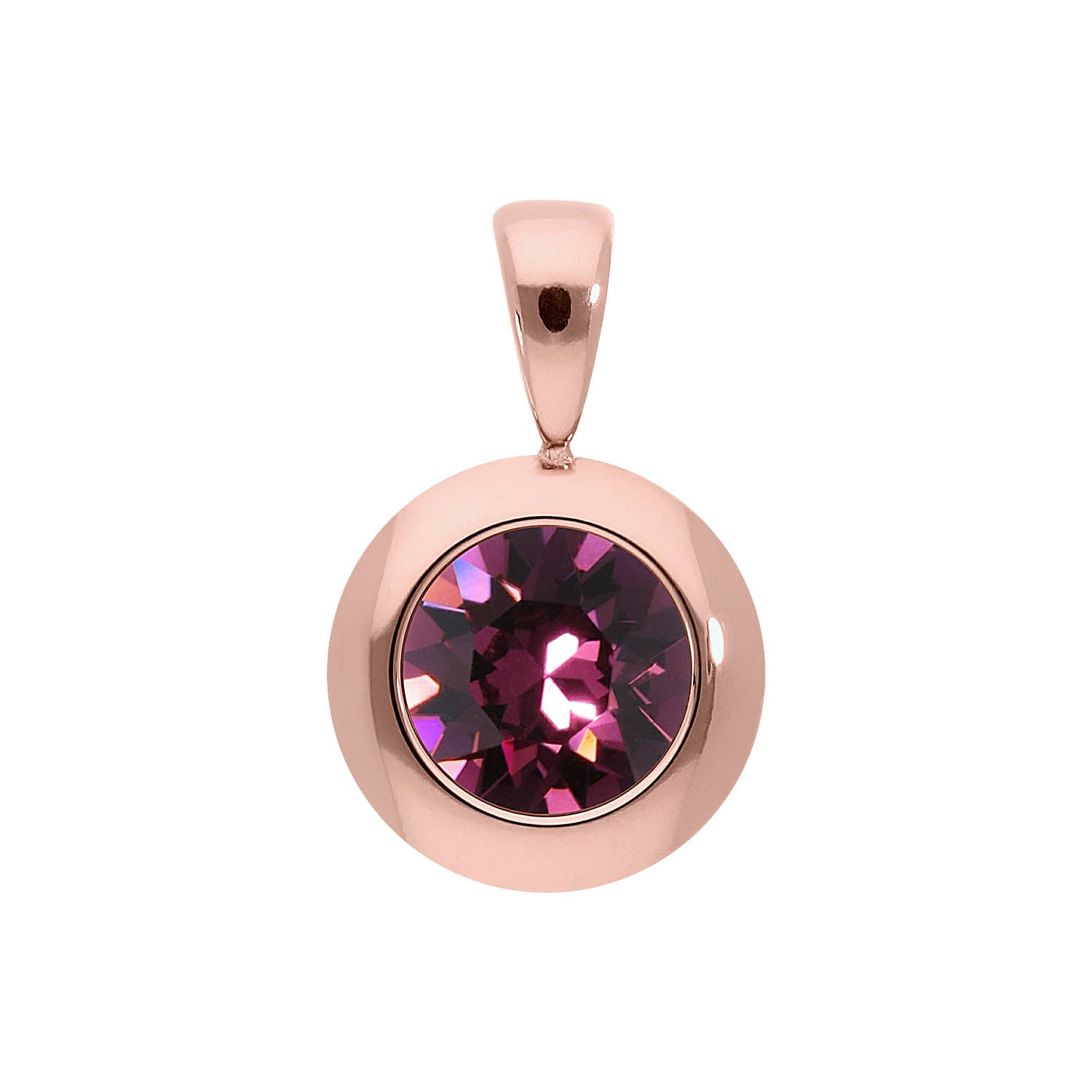 Tondo Anhänger 13 mm - Roségold amethyst
