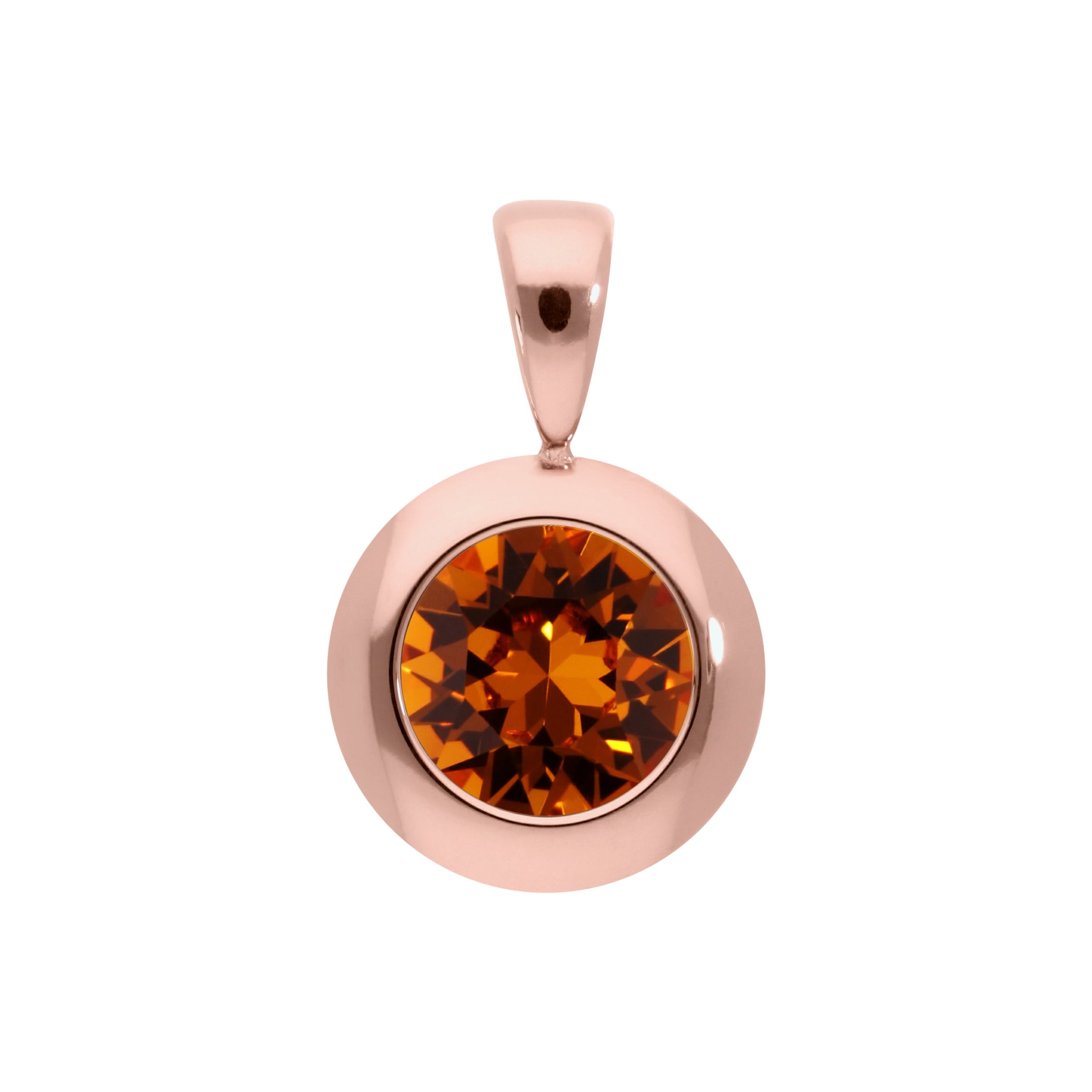 Tondo Anhänger 13 mm - Roségold Smoked Topaz