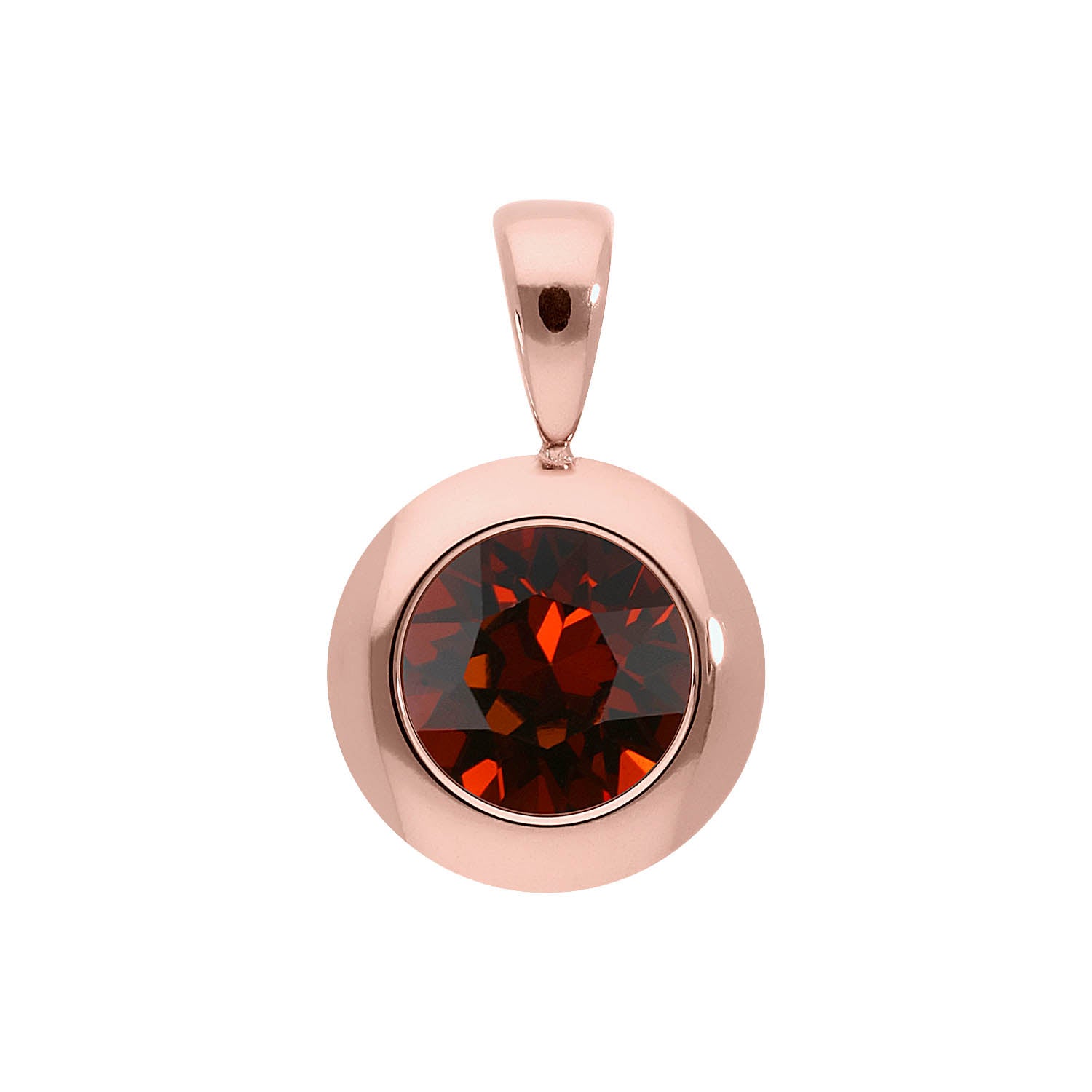 Tondo Anhänger 13 mm - Roségold smoked amber