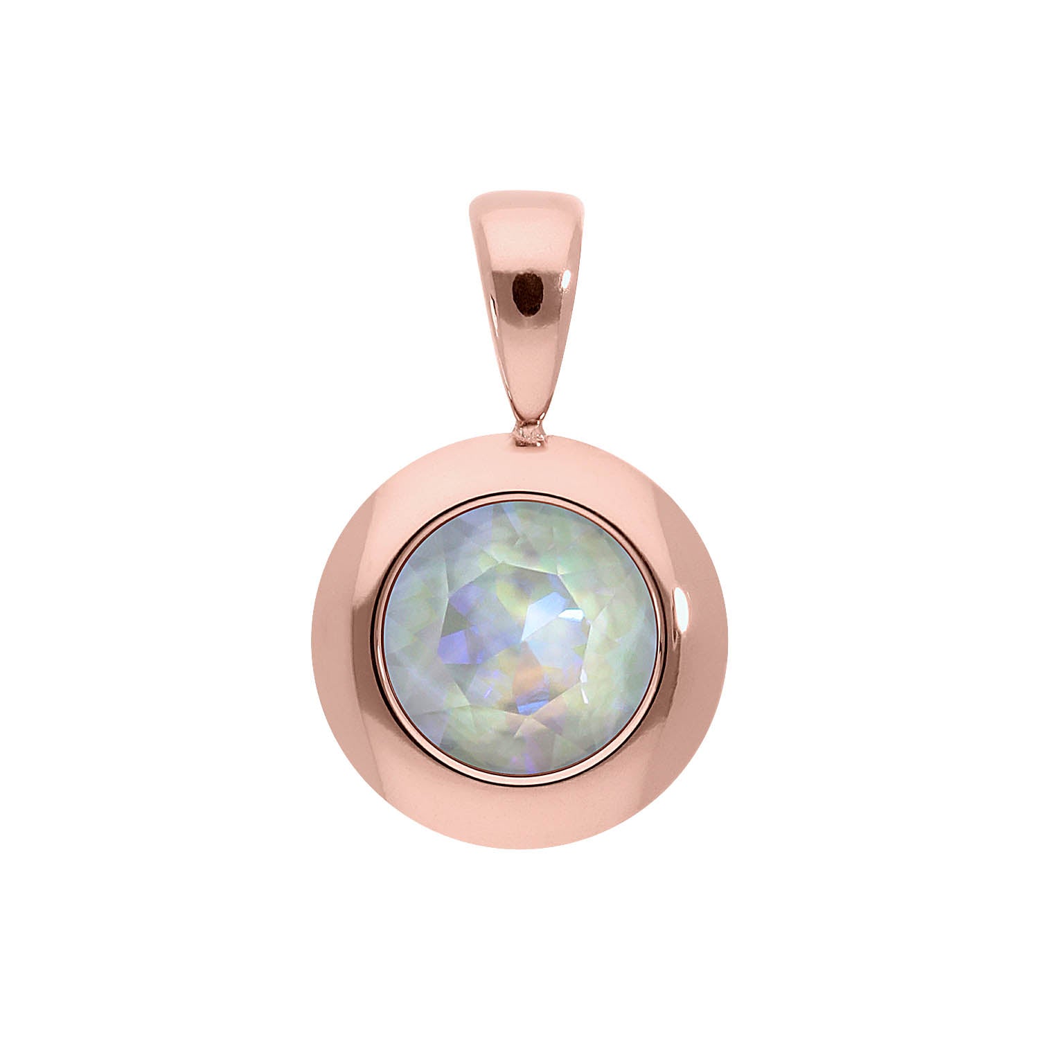 Tondo Anhänger 13 mm - Roségold Crystal Serene Gray Delite