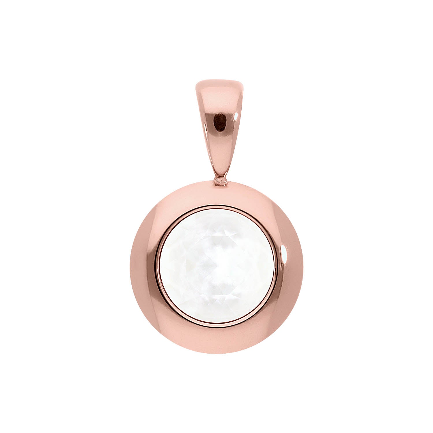 Tondo Anhänger 13 mm - Roségold crystal electric white ignite