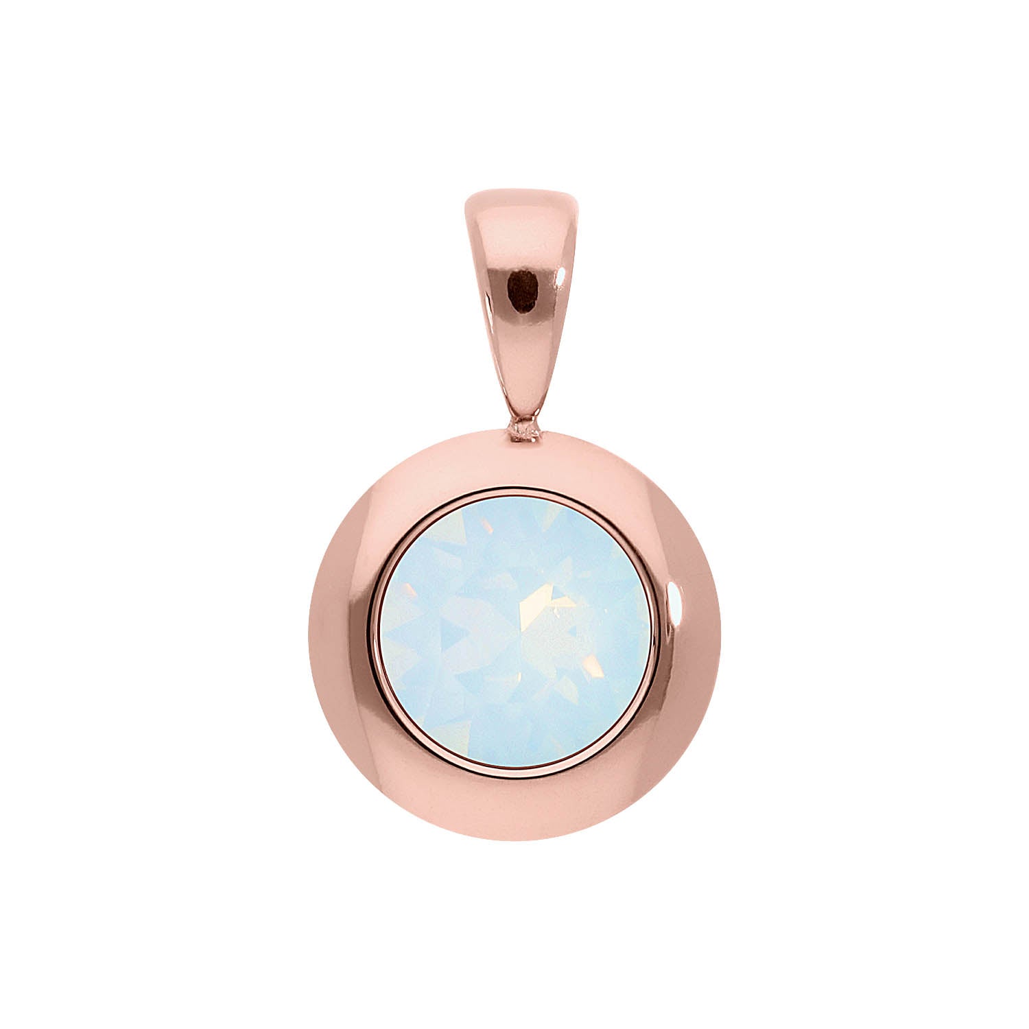 Tondo Anhänger 13 mm - Roségold white opal