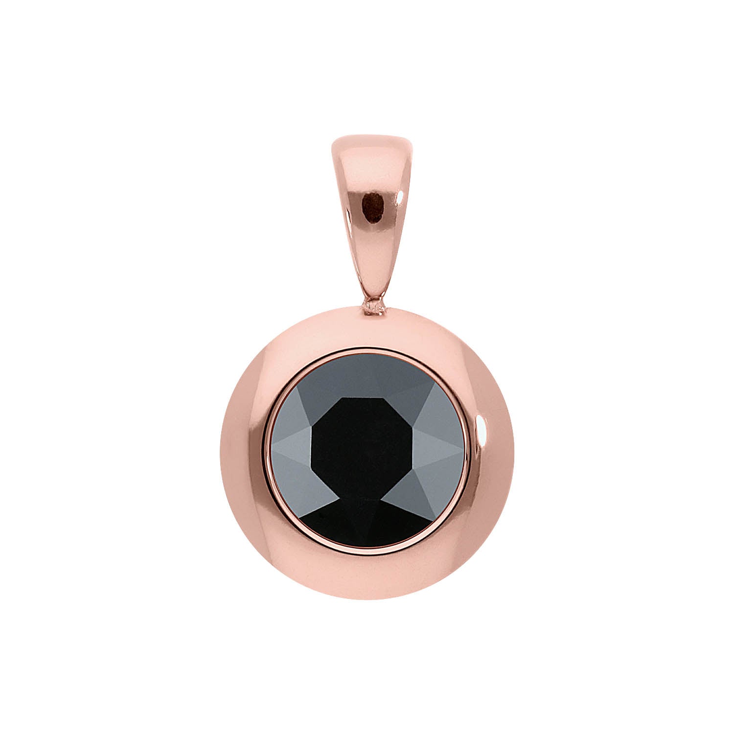 Tondo Anhänger 13 mm - Roségold jet hematite