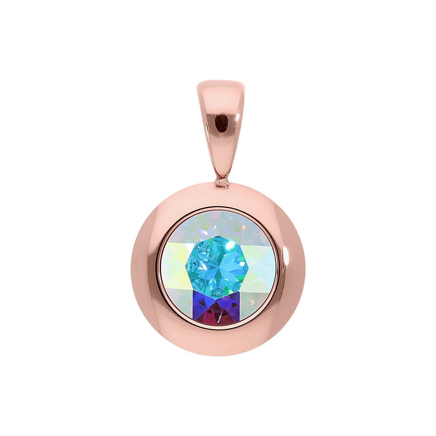 Tondo Anhänger 13 mm - Roségold crystal aurora boreale
