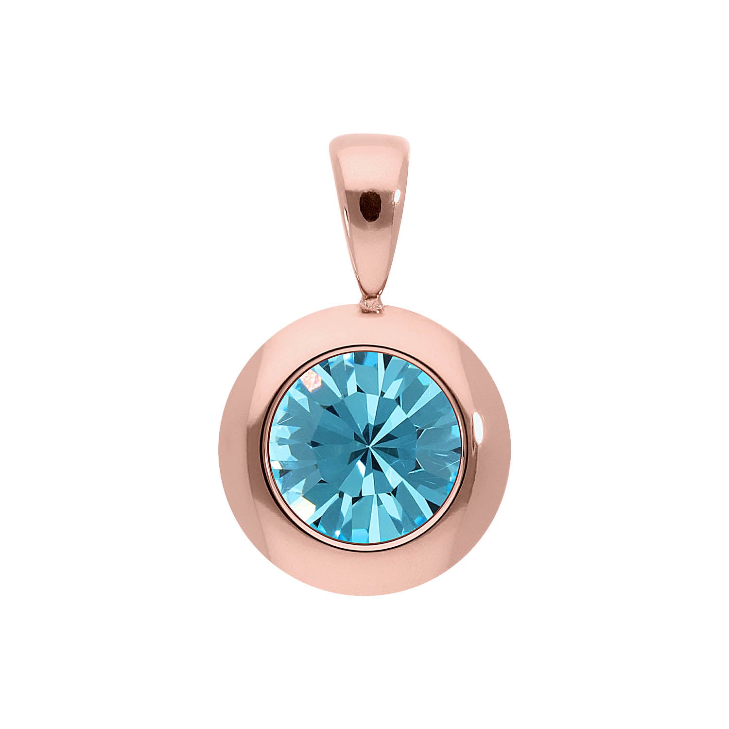 Tondo Anhänger 13 mm - Roségold aquamarine