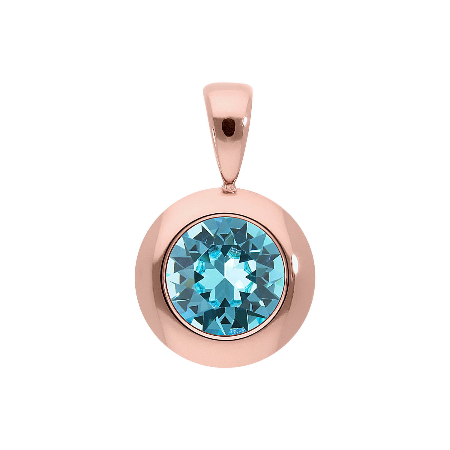 Tondo Anhänger 13 mm - Roségold Light Turquoise