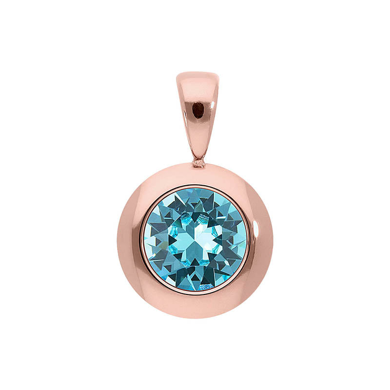 Tondo Anhänger 13 mm - Roségold Light Turquoise