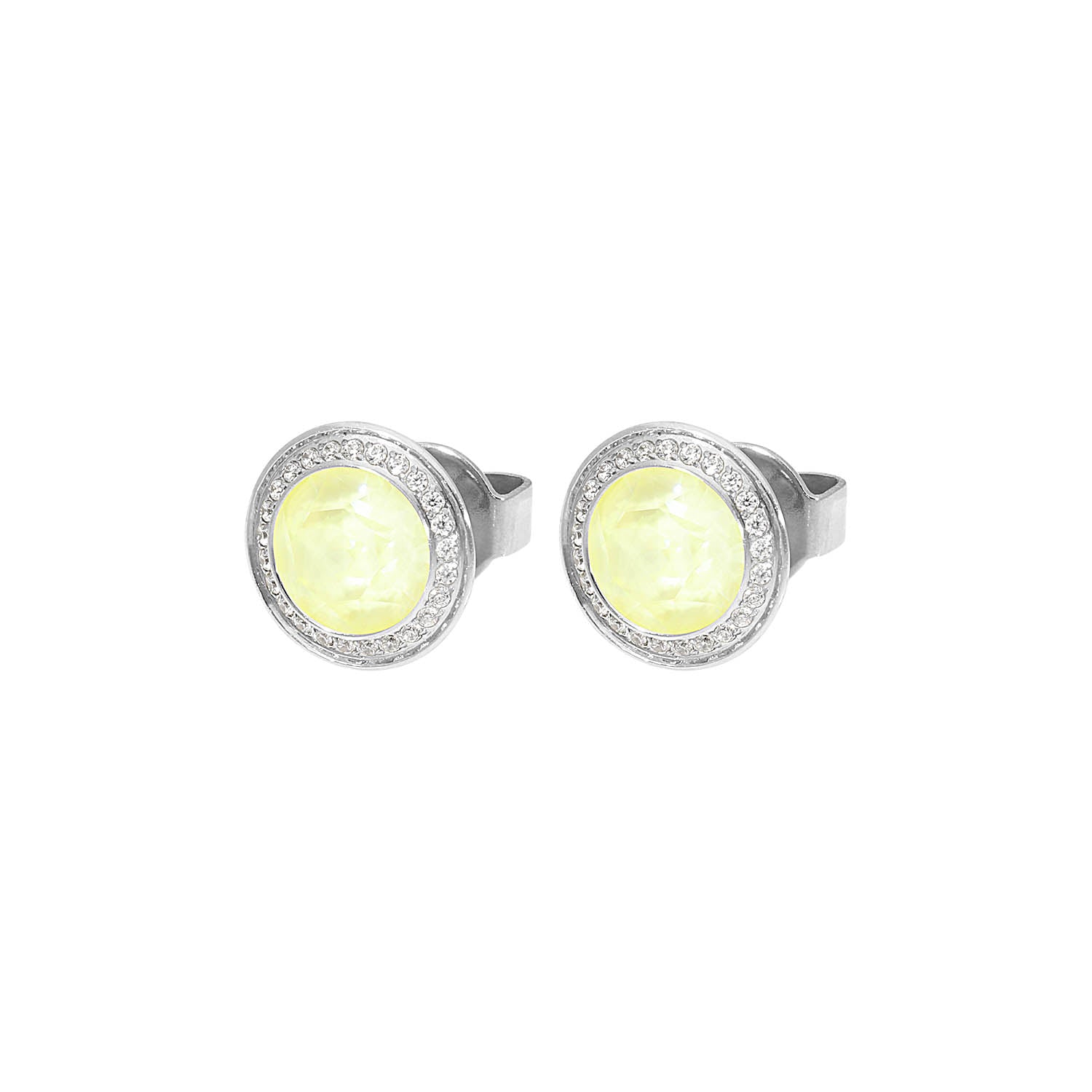 Tondo Deluxe Ohrstecker 9 mm - Silber crystal soft yellow ignite