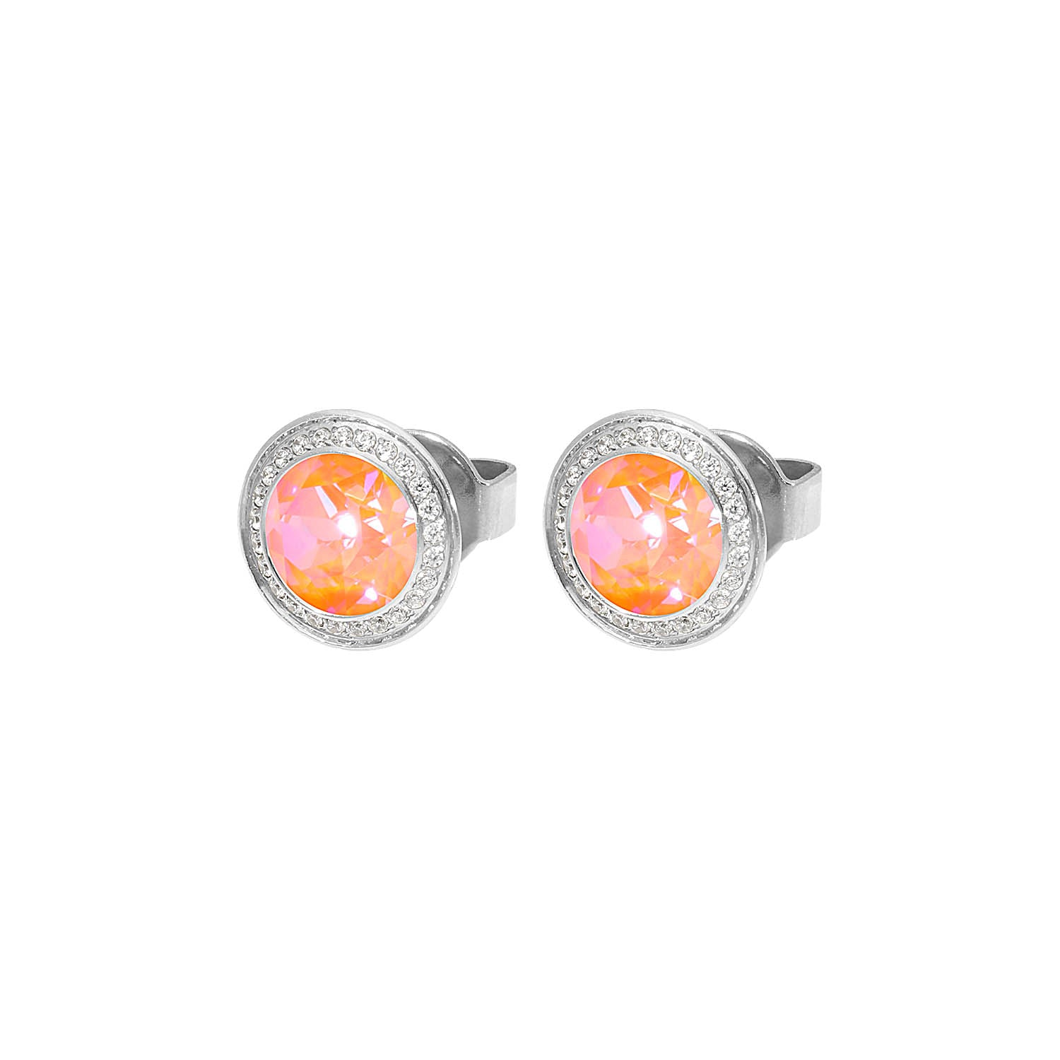 Tondo Deluxe Ohrstecker 9 mm - Silber crystal orange glow delite
