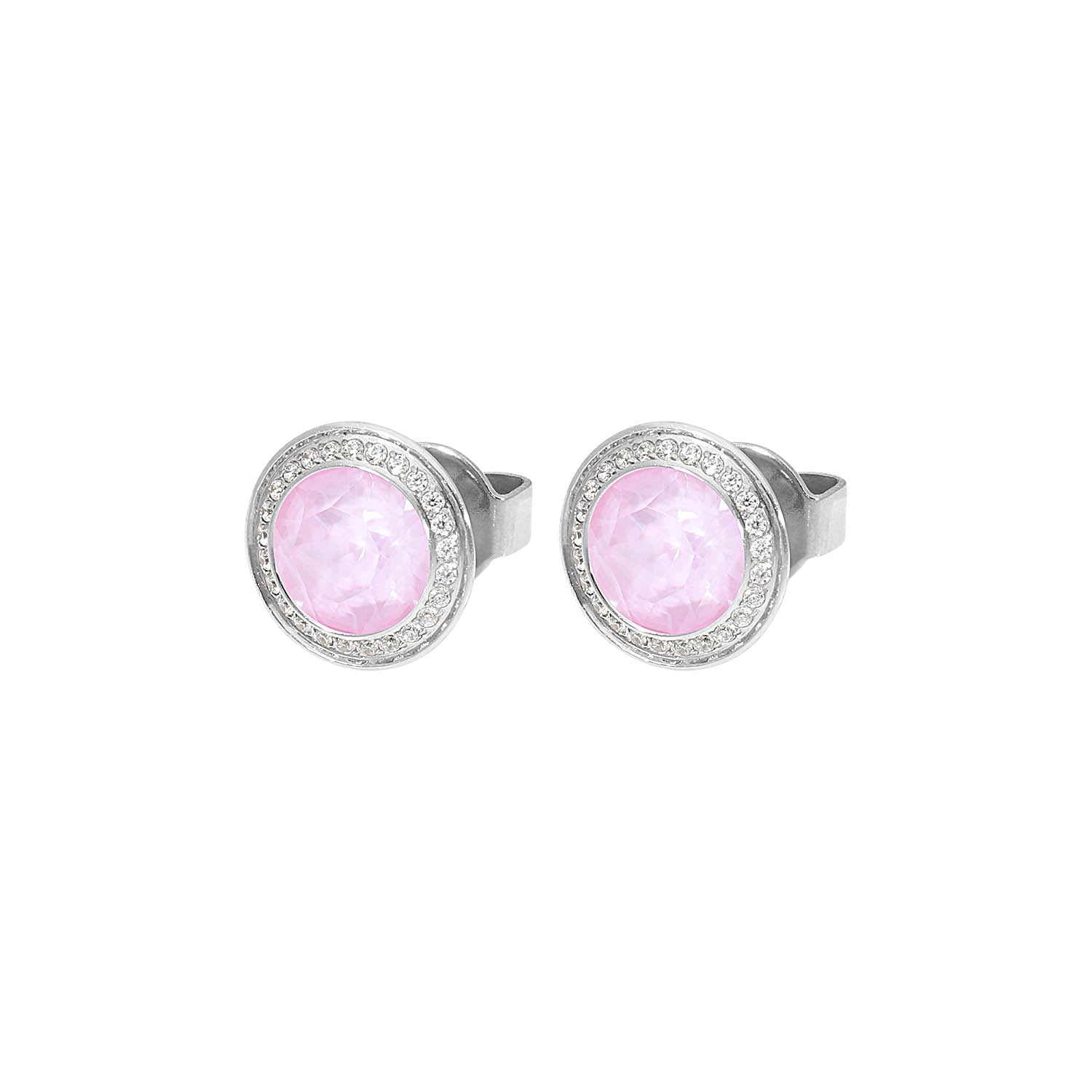 Tondo Deluxe Ohrstecker 9 mm - Silber crystal soft rose ignite