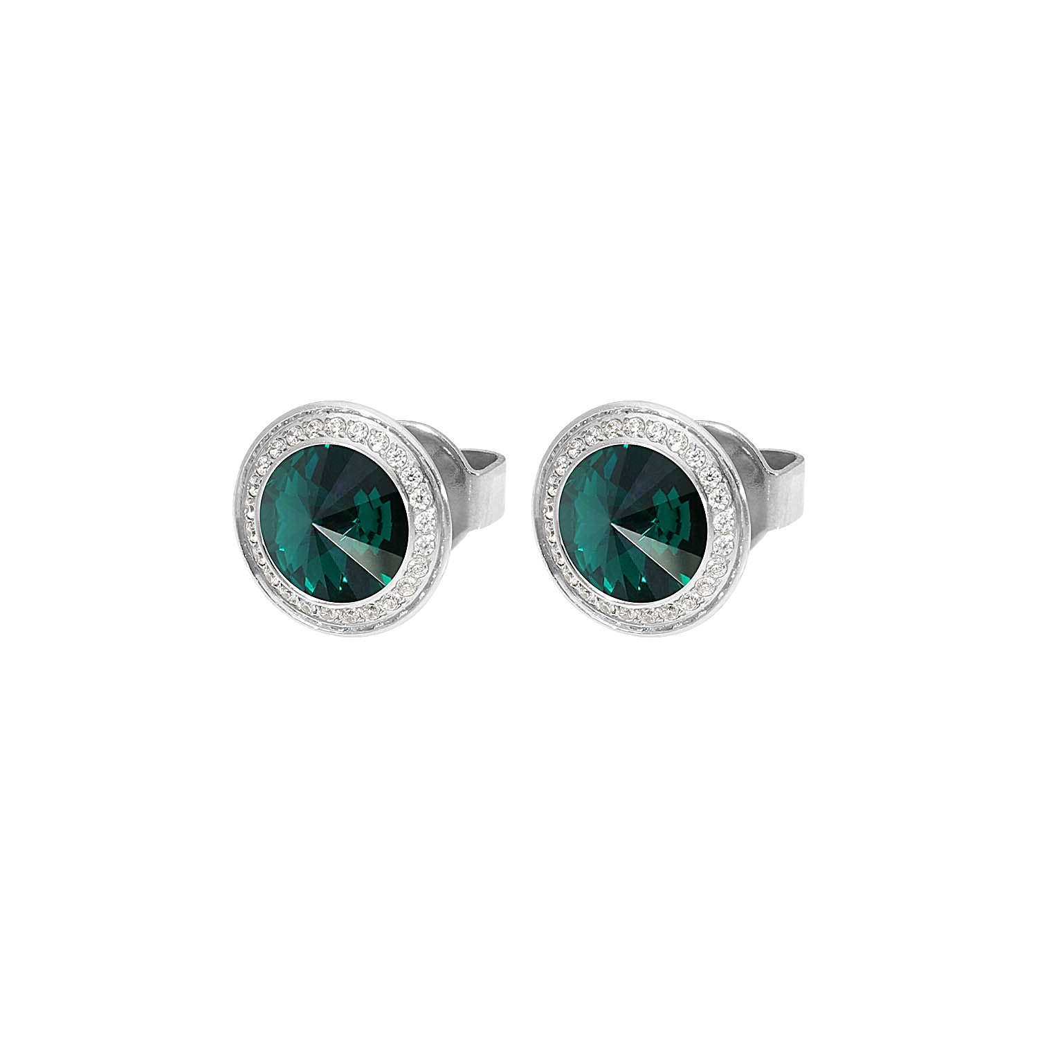 Tondo Deluxe Ohrstecker 9mm - Silber emerald