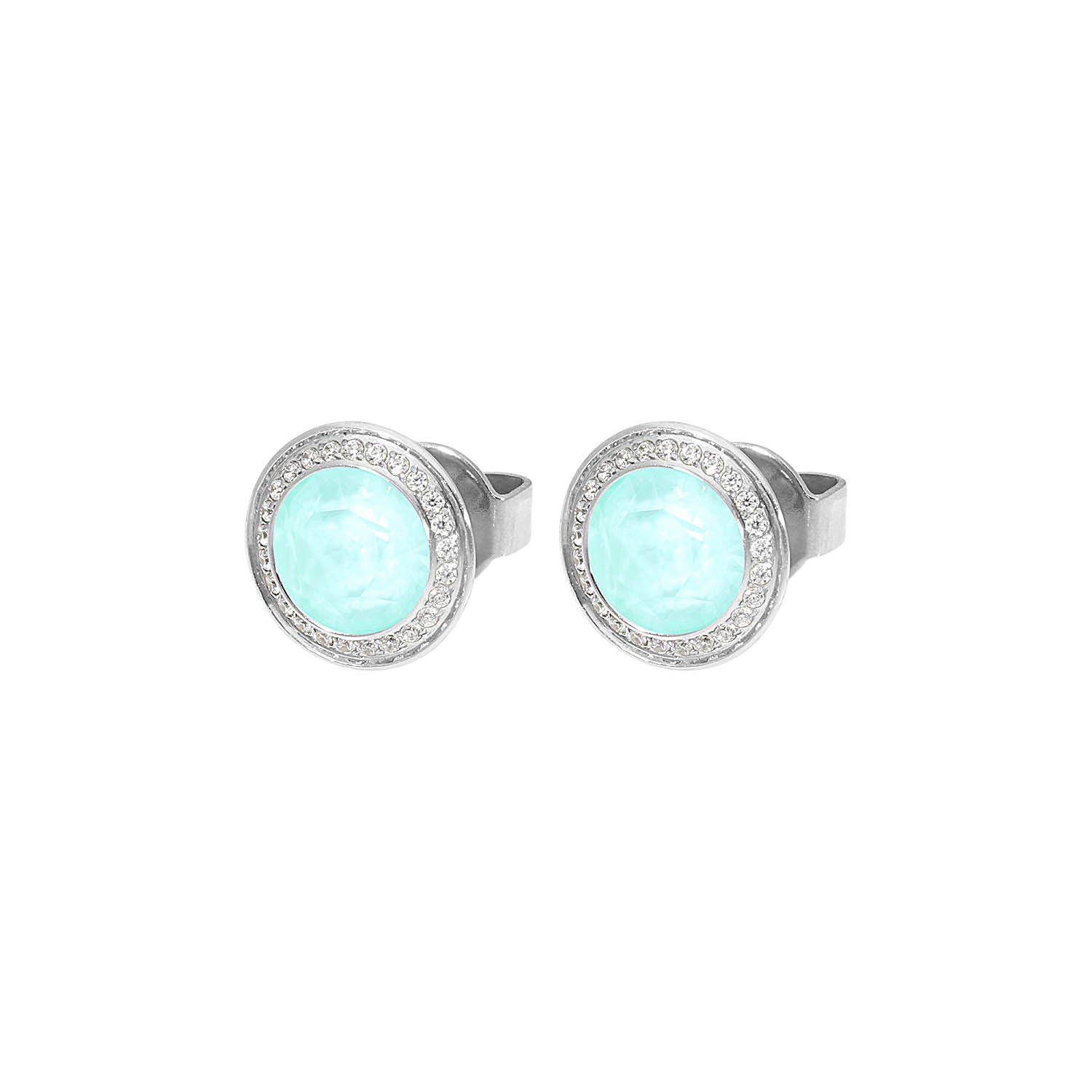 Tondo Deluxe Ohrstecker 9 mm - Silber crystal soft mint ignite