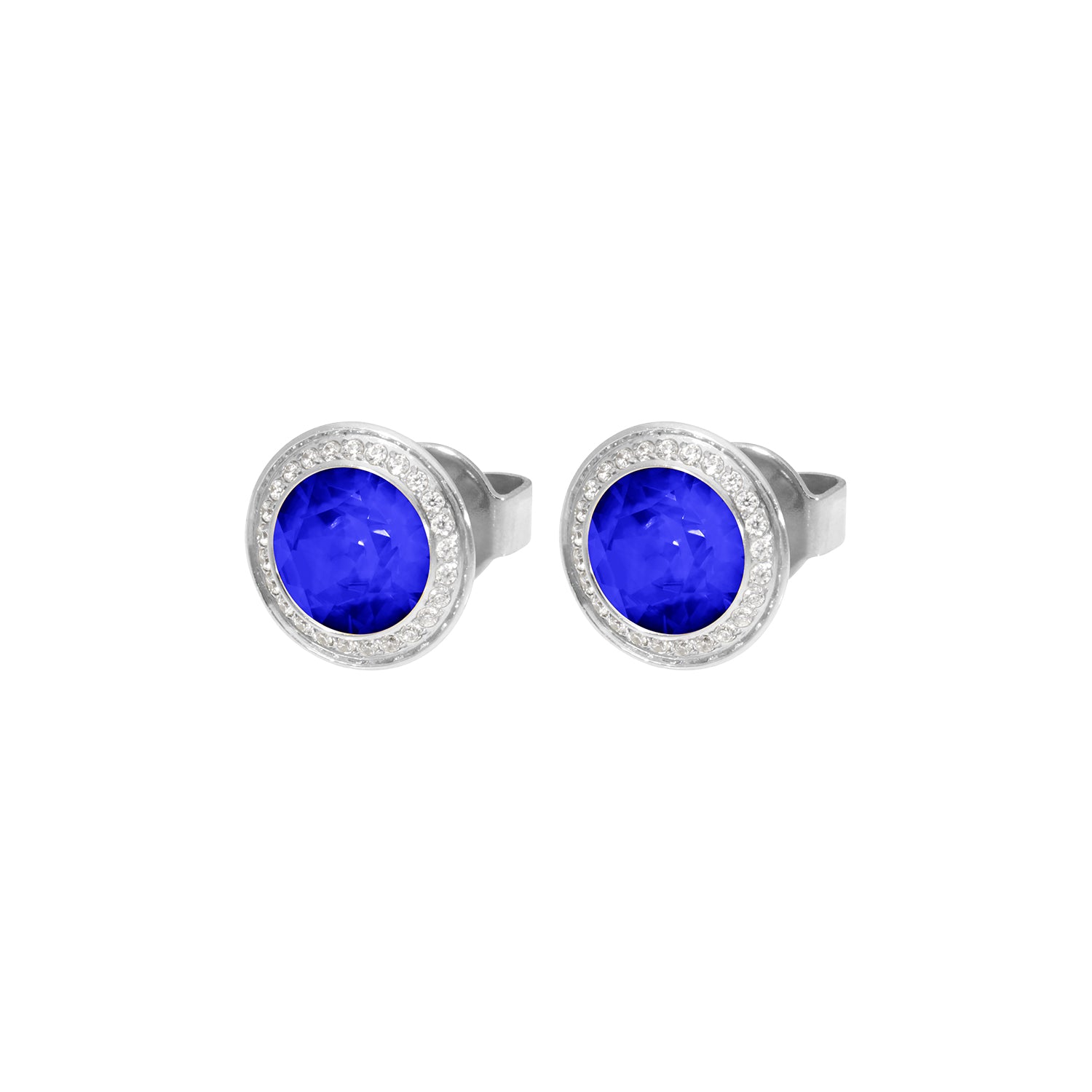Tondo Deluxe Ohrstecker 9 mm - Silber ReCreated Dark Sapphire