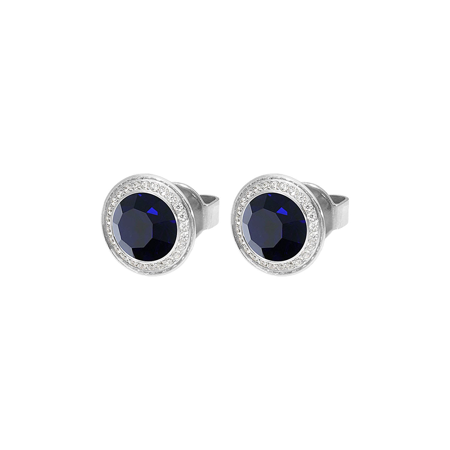 Tondo Deluxe Ohrstecker 9 mm - Silber Dark Indigo